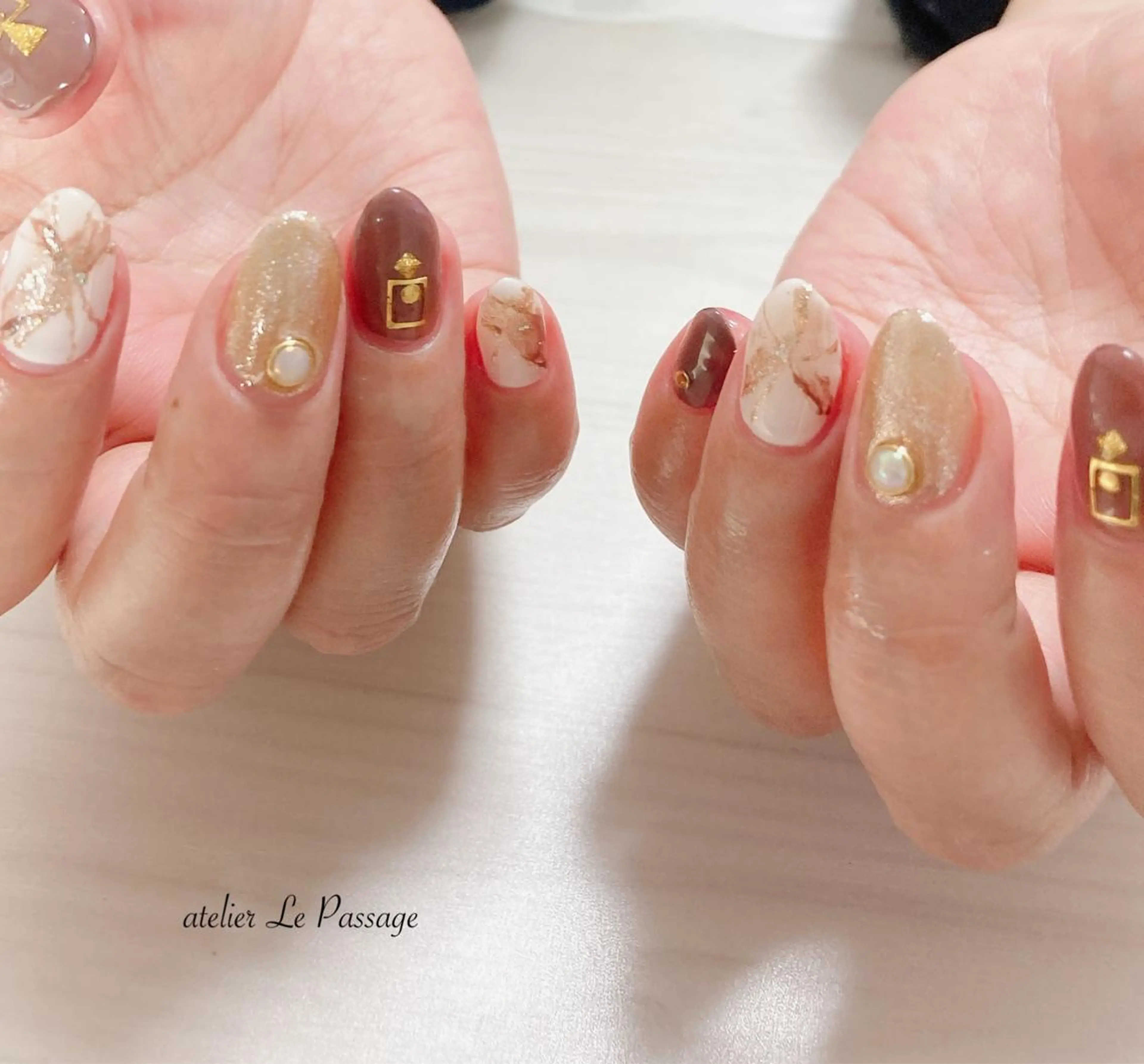 ネイル ジェルネイル 大理石ネイル(マーブル) ニュアンスネイル パラジェル シンプルネイル Atelier Le Passage所属・h nakatsukaのネイルデザイン