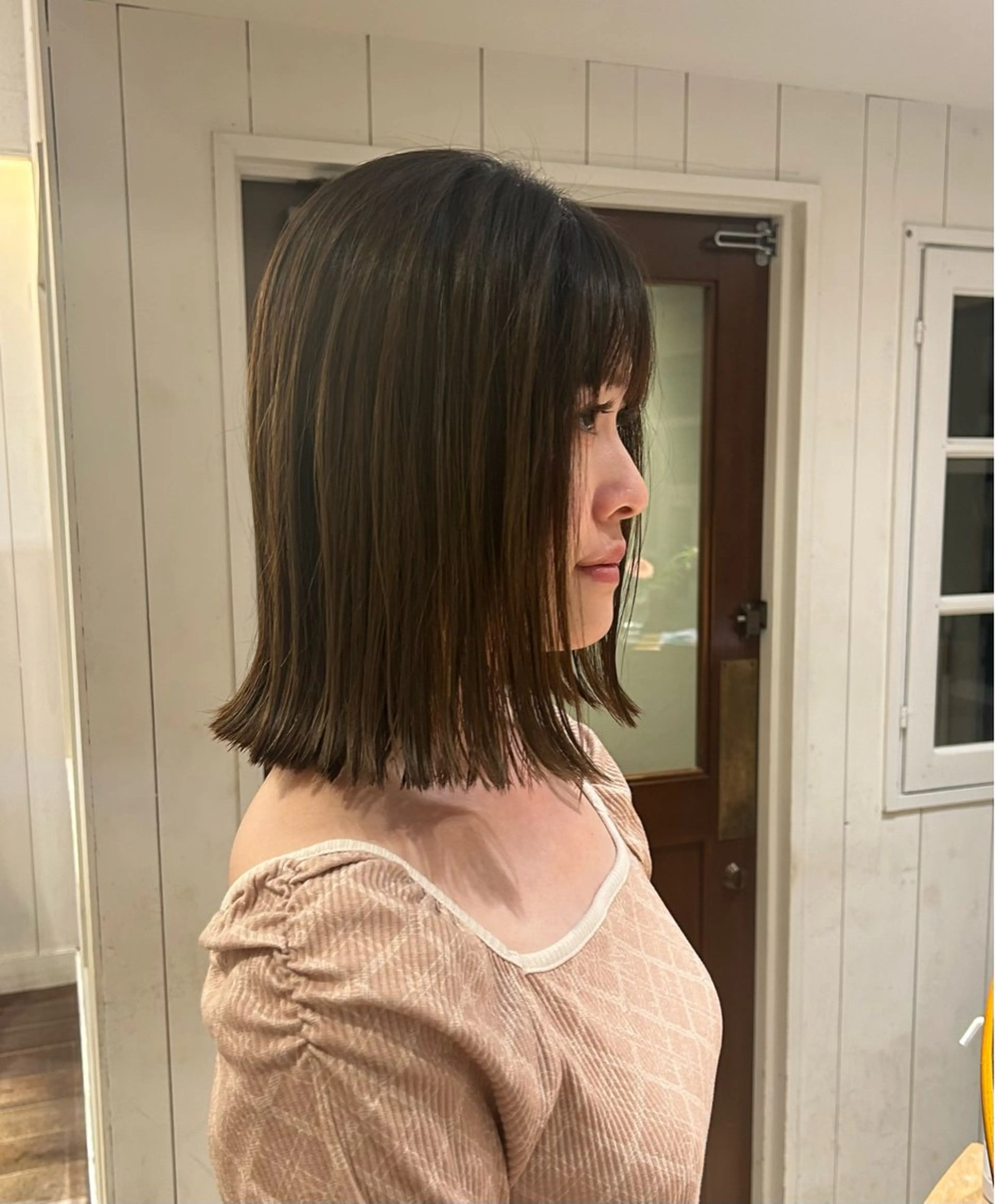 ミディアム ワンレンボブ ボブ カット 募集🌿‬村岡夢咲のヘアスタイル