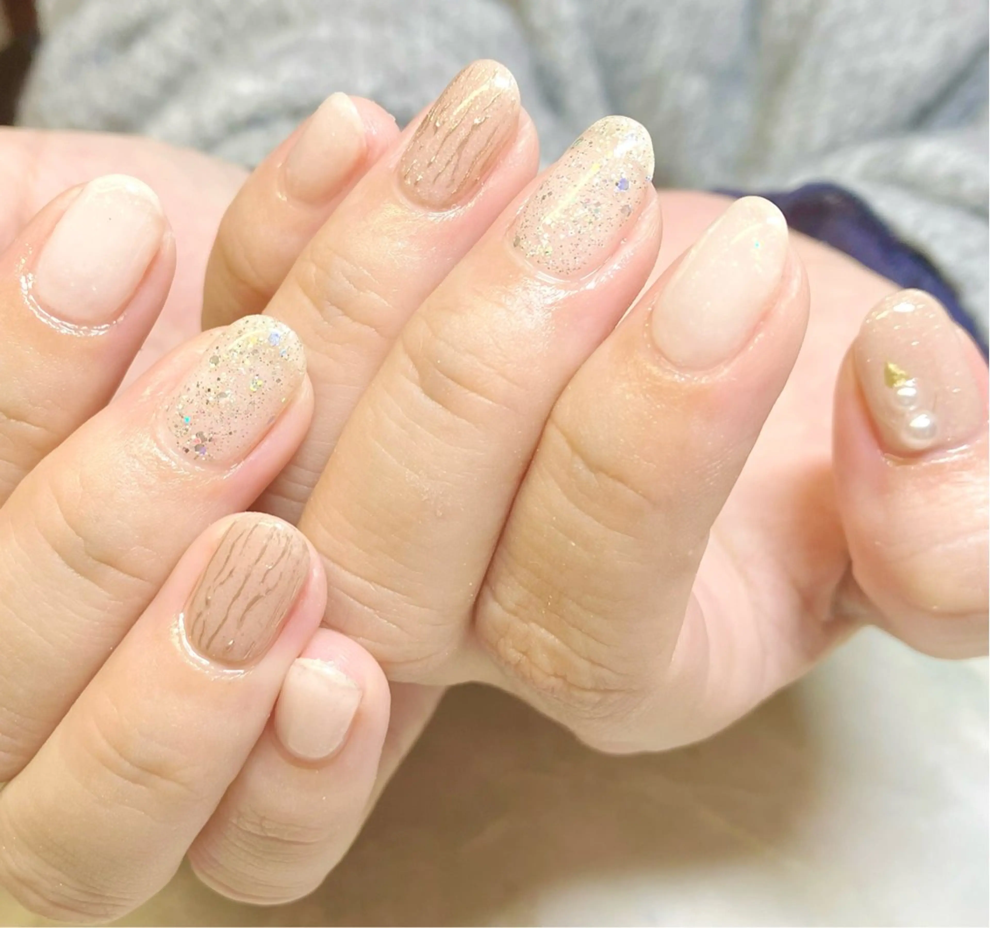 ネイル アートネイル ラメ(グリッター) ミラーネイル ニュアンスネイル ハンドネイル rii 　nail所属・rii  nail rikoのネイルデザイン