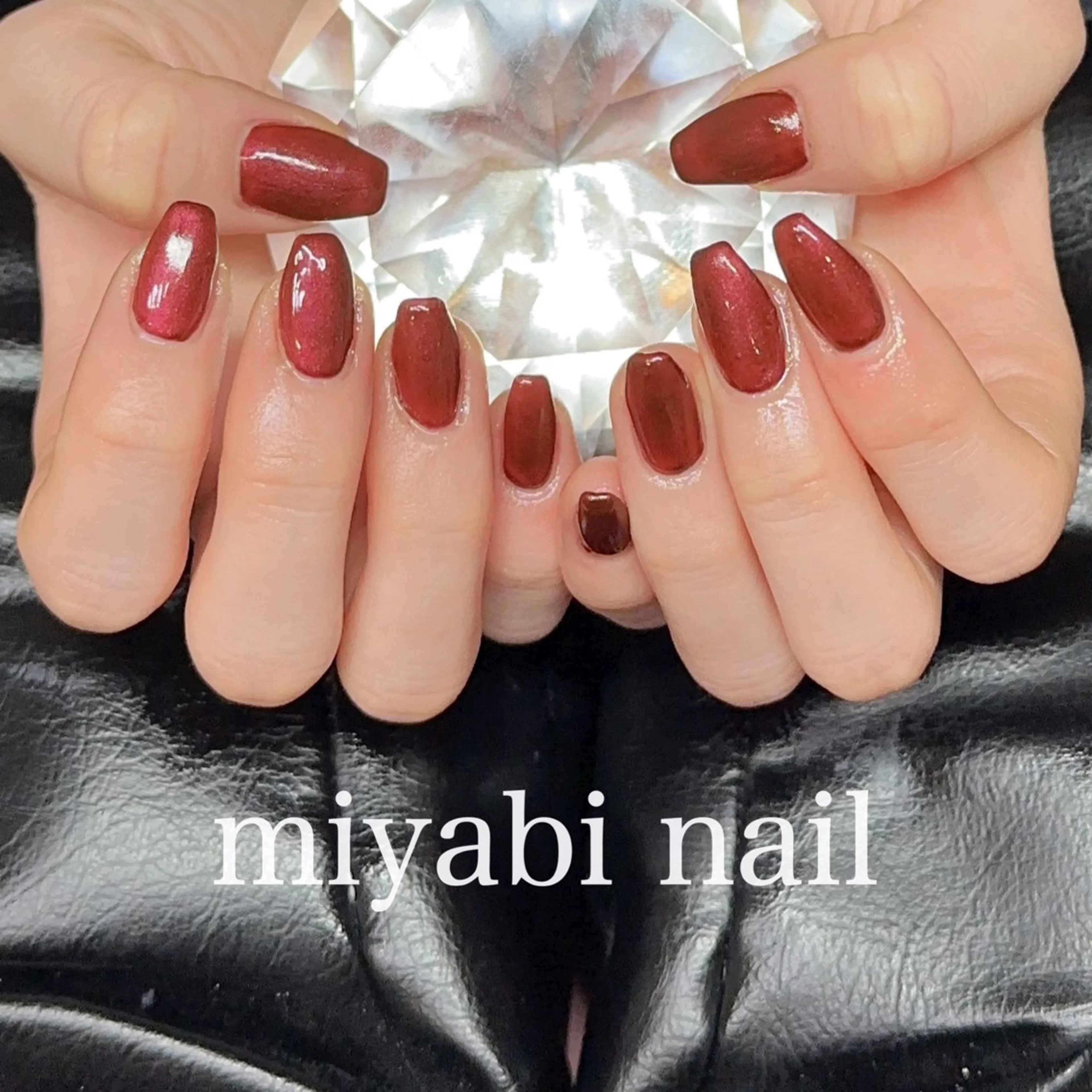 ネイル ボルドー 持ち込み ワンカラーネイル シンプルネイル 冬ネイル ハンドネイル miyabi nail 桂川駅近くのネイルデザイン