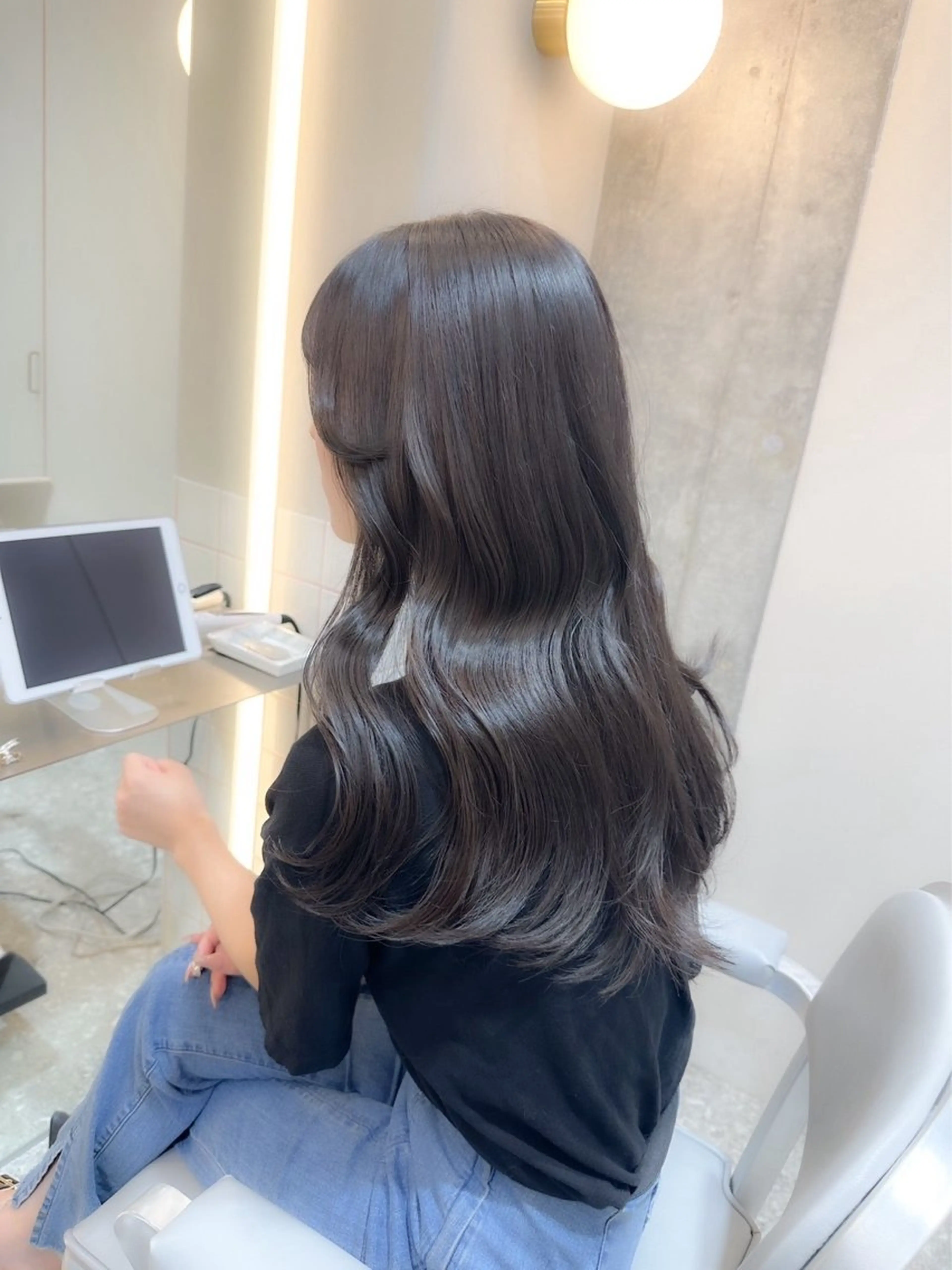 ロング カラー ブリーチ ケアカラー ダブルカラー 韓国風ヘア ロング カット ヘアカラー トリートメント 韓国/ワンホン/新宿 レイヤー/リョウヤのヘアスタイル
