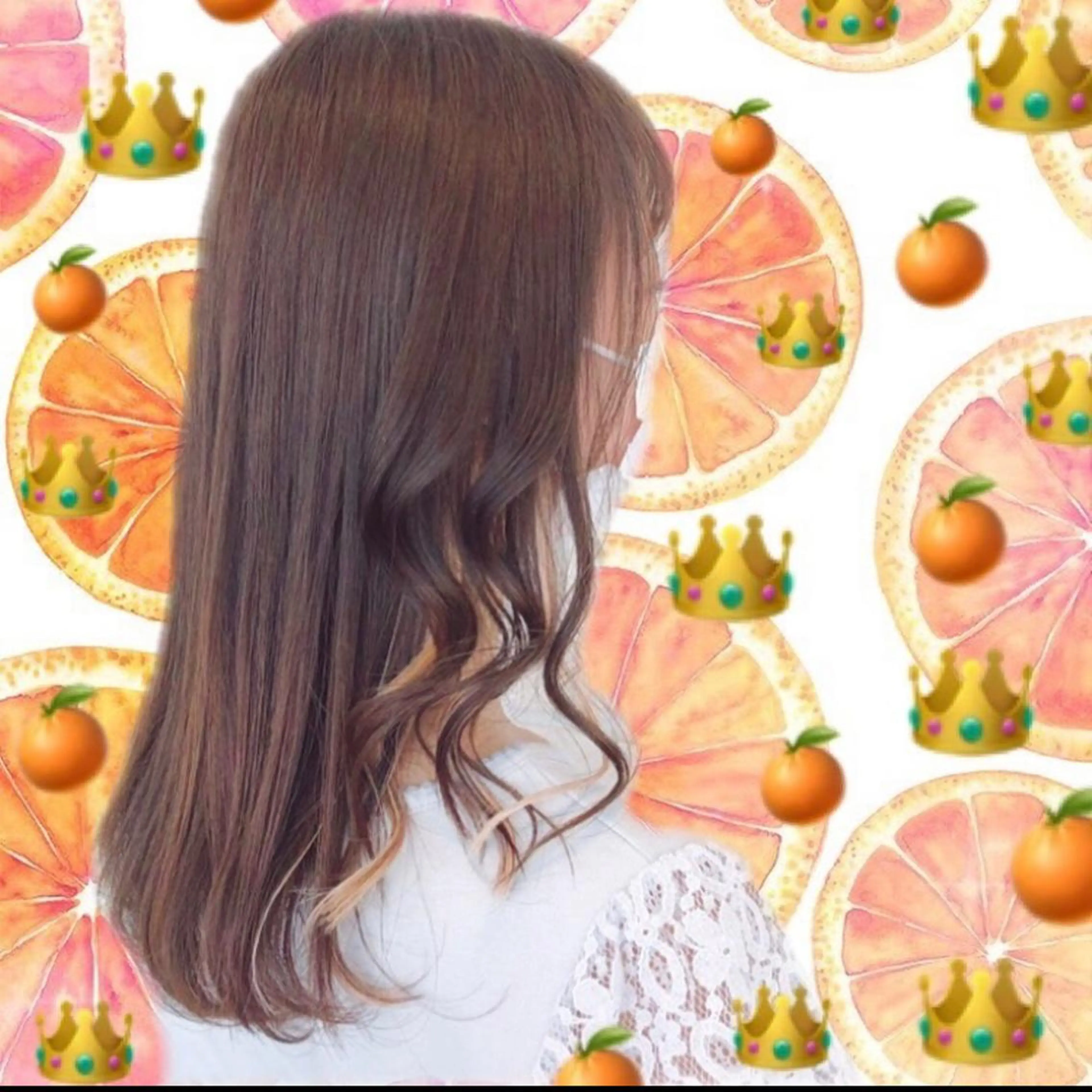 セミロング カラー ブリーチ オレンジ ヘアカラー 🌺ウルフカット職人 新垣渚🐺のヘアスタイル