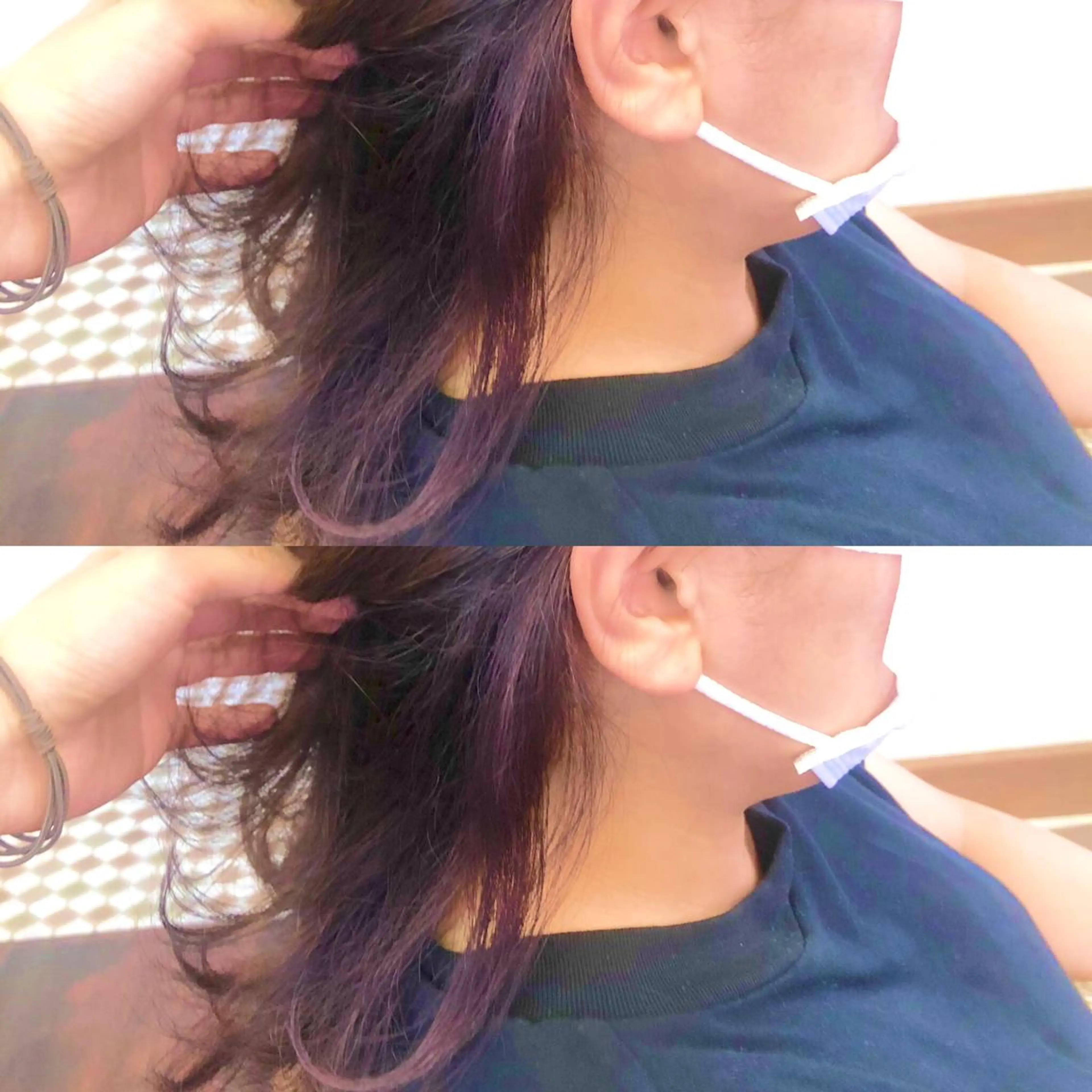 セミロング カラー イヤリングカラー ピンクカラー ヘアカラー 堀口 彩佳のヘアスタイル