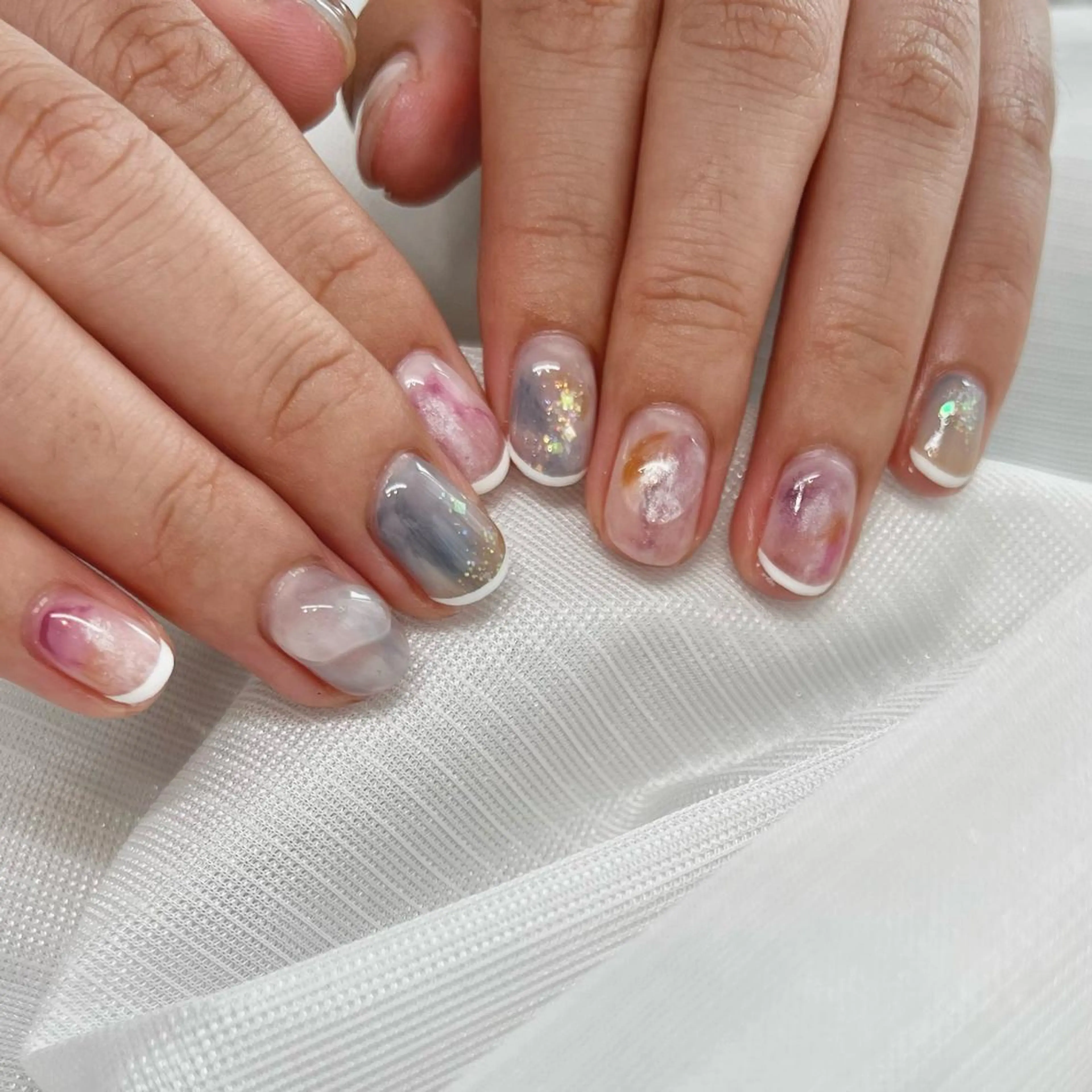 ショート ネイル ニュアンスネイル ハンドネイル REVIA_nail maiのネイルデザイン