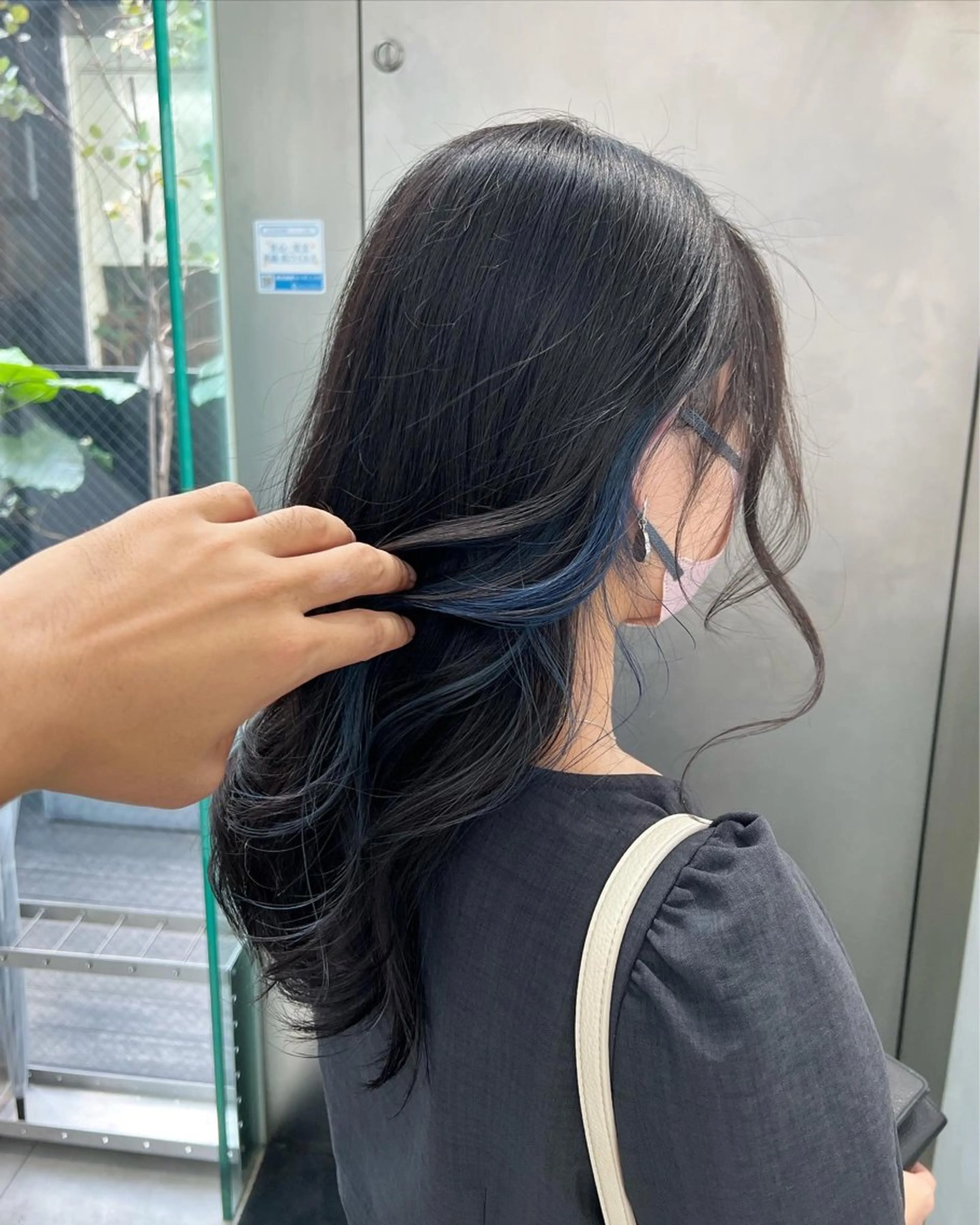 ロング カラー ブリーチ ブルーカラー ヘアカラー トリートメント インナーカラー/天神 ブリーチ/吉田のヘアスタイル