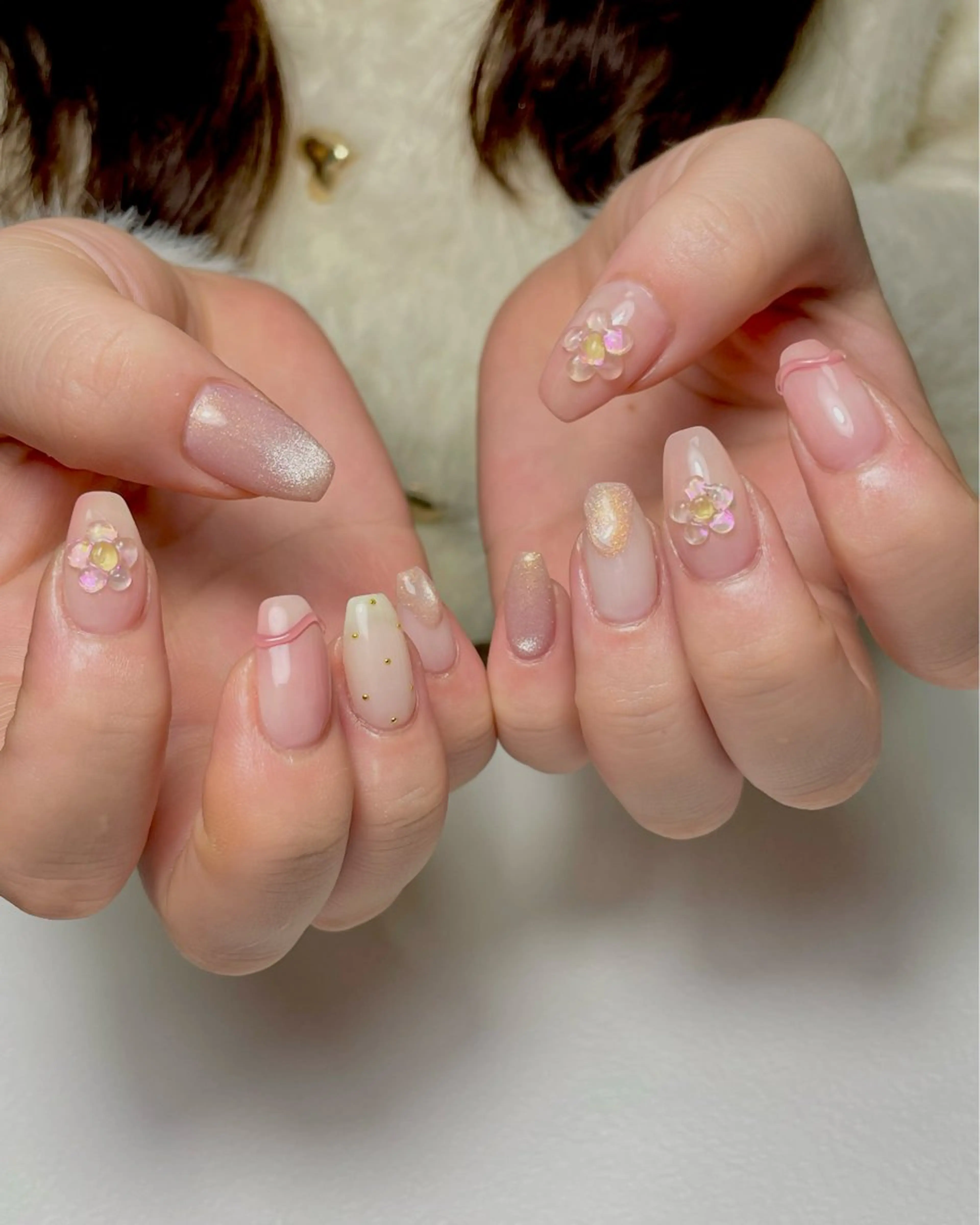 ネイル 持ち込み ニュアンスネイル ぷっくりネイル 春ネイル ハンドネイル norme_ akiのネイルデザイン