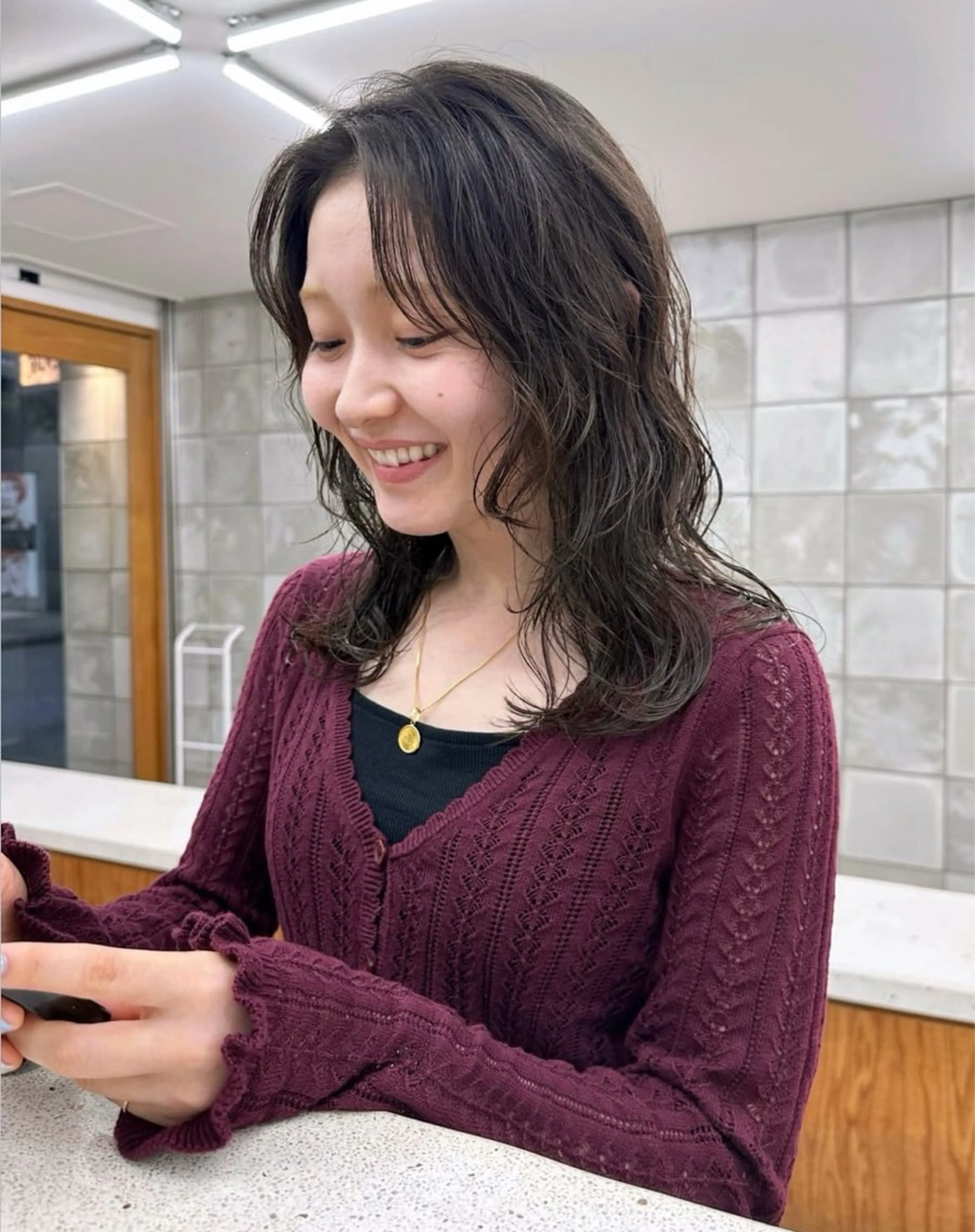 セミロング パーマ セミロングパーマ レイヤーカット カット パーマ パーマ /レイヤー 榛地渉馬 /矢場町のヘアスタイル