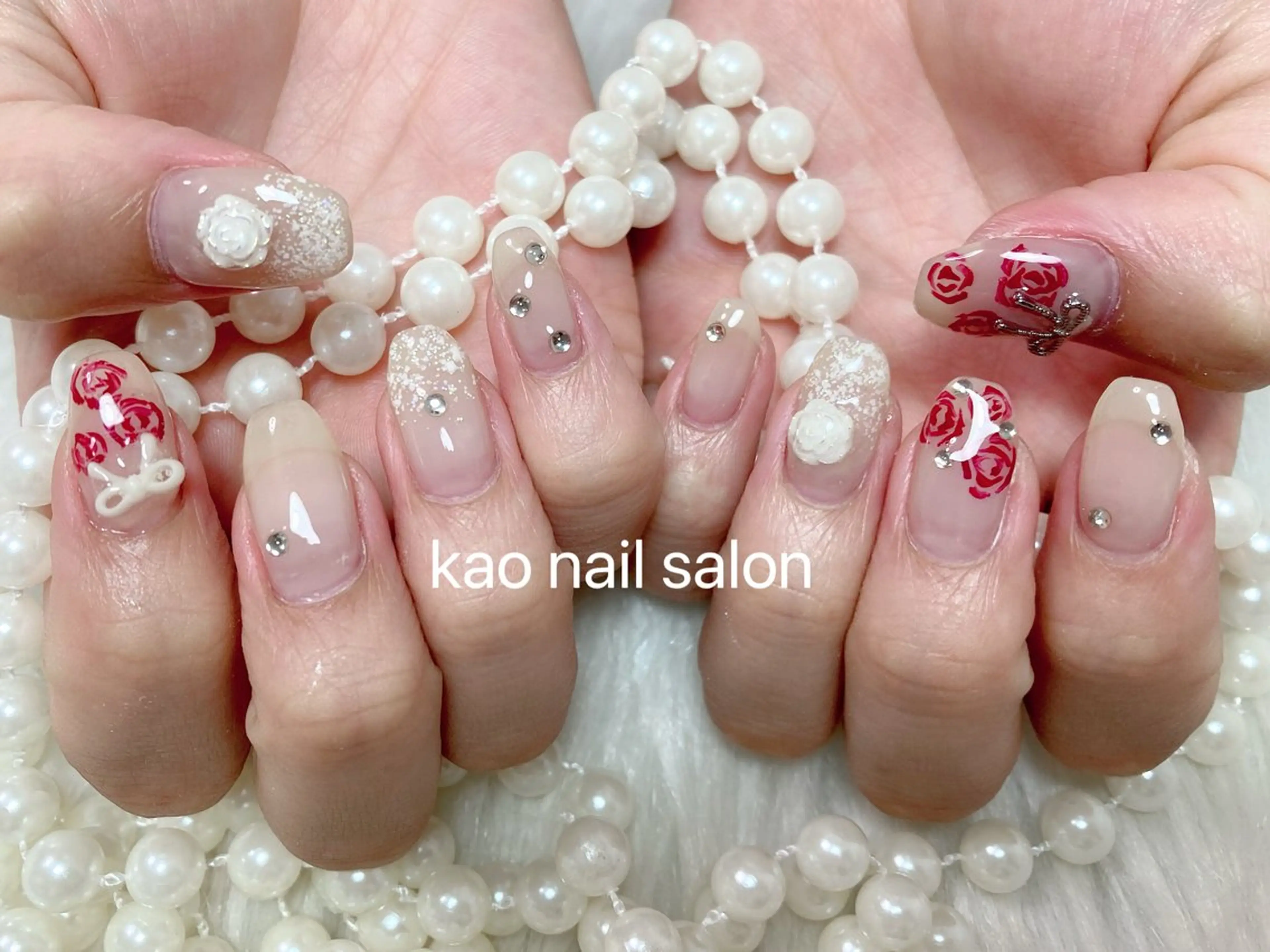 ネイル チークネイル 長さ出し フレンチネイル ジェルネイル ガラスフレンチ ハンドネイル kao nail マグネット/長さだしのネイルデザイン