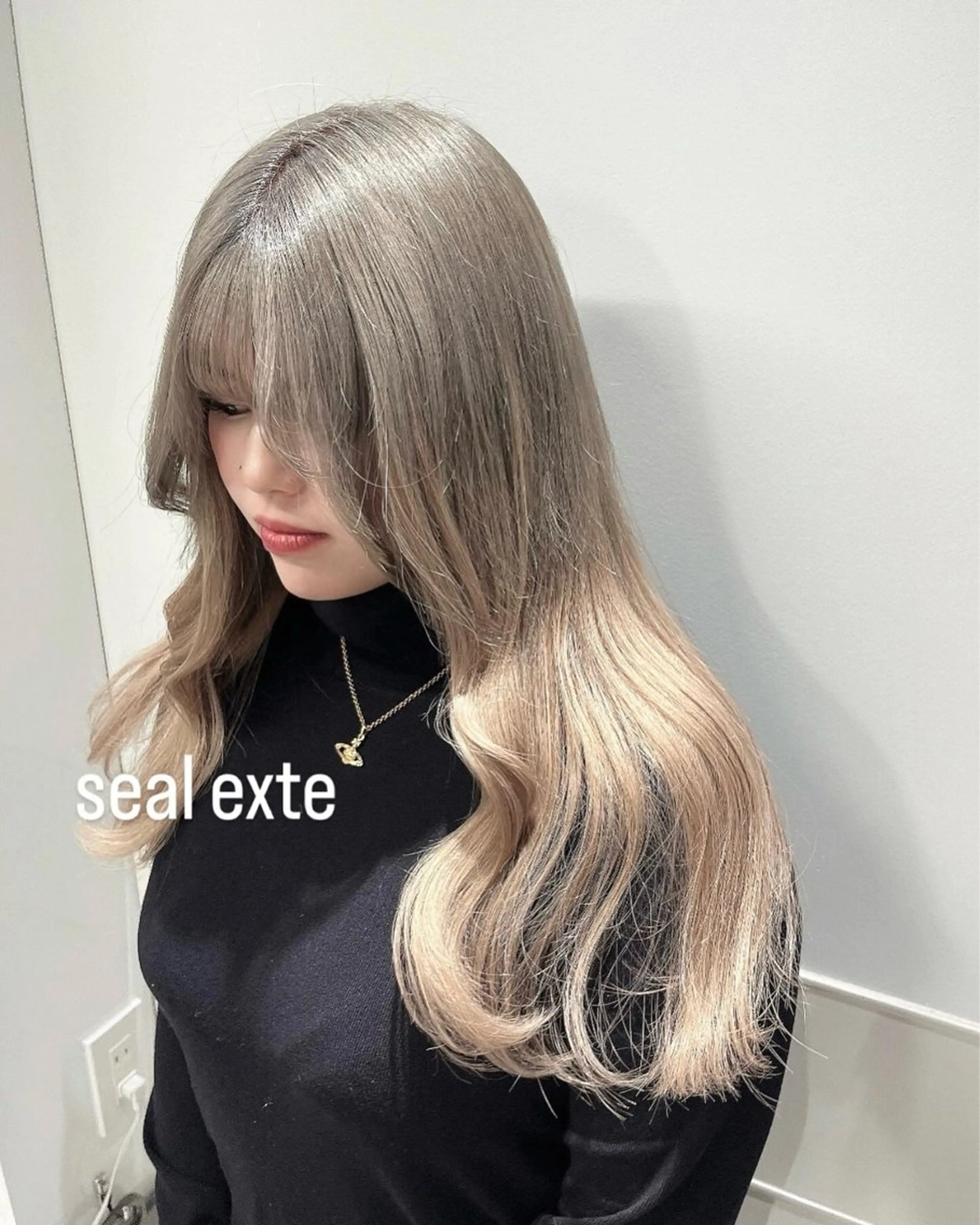 ロング シールエクステ ボブ エクステ ロング りおな/エクステ /ミルクティーカラーのヘアスタイル