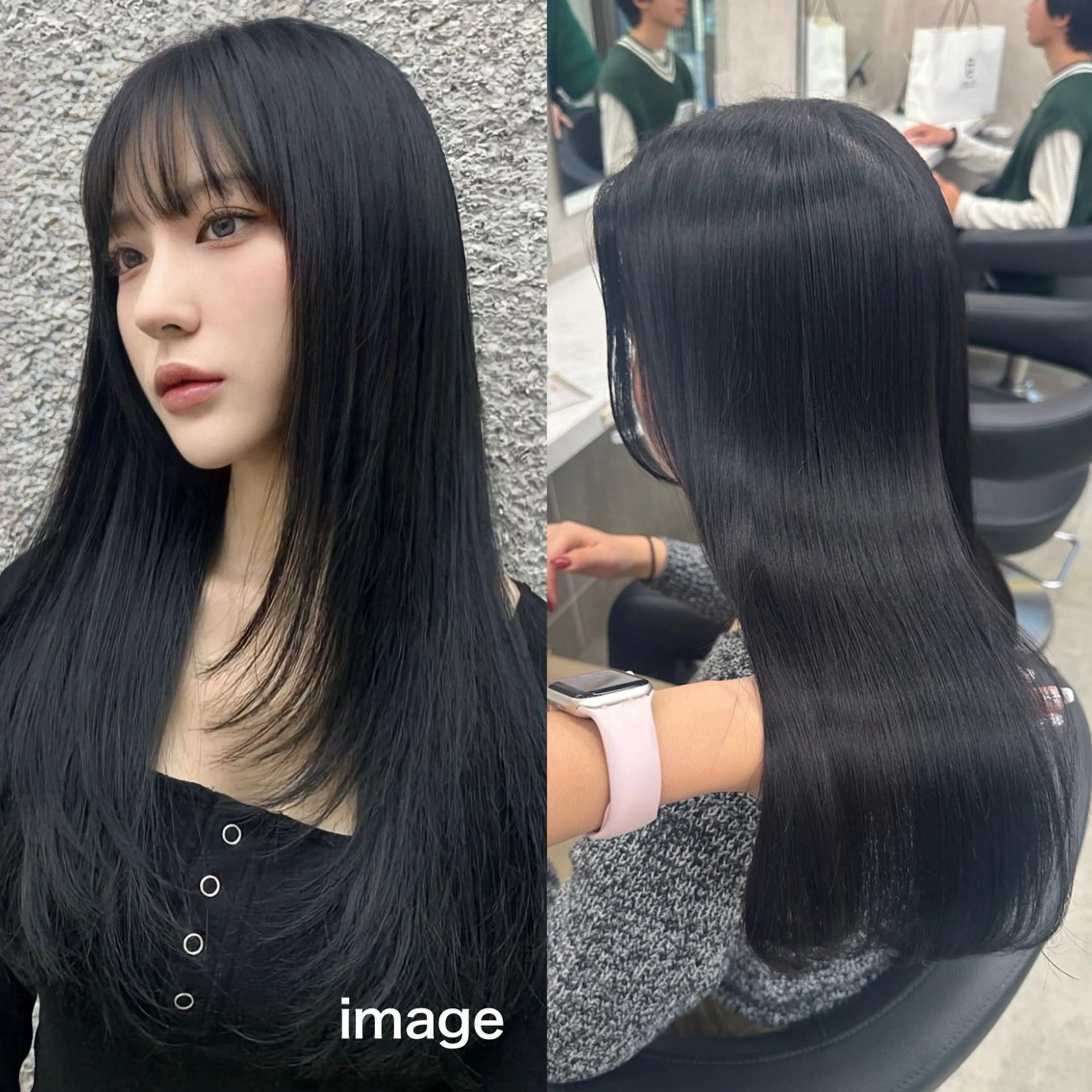ロング カラー ベージュカラー 黒髪 ブリーチ ブルーカラー ブルーブラック 🪞ハイトーン🪞 🤍waka🤍のヘアスタイル