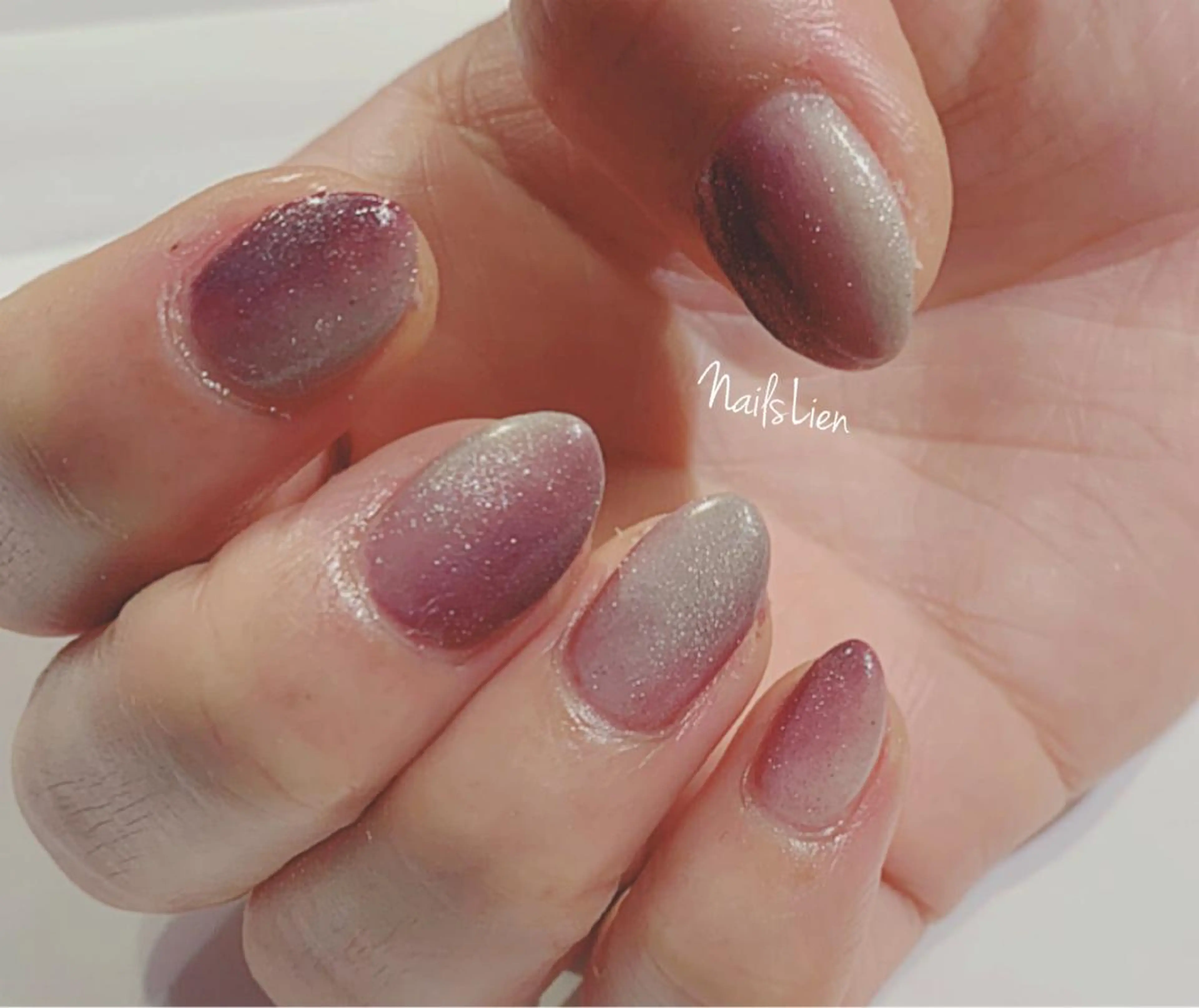 ネイル グラデーション マグネットネイル パープル 冬ネイル 凛 リンのネイルデザイン