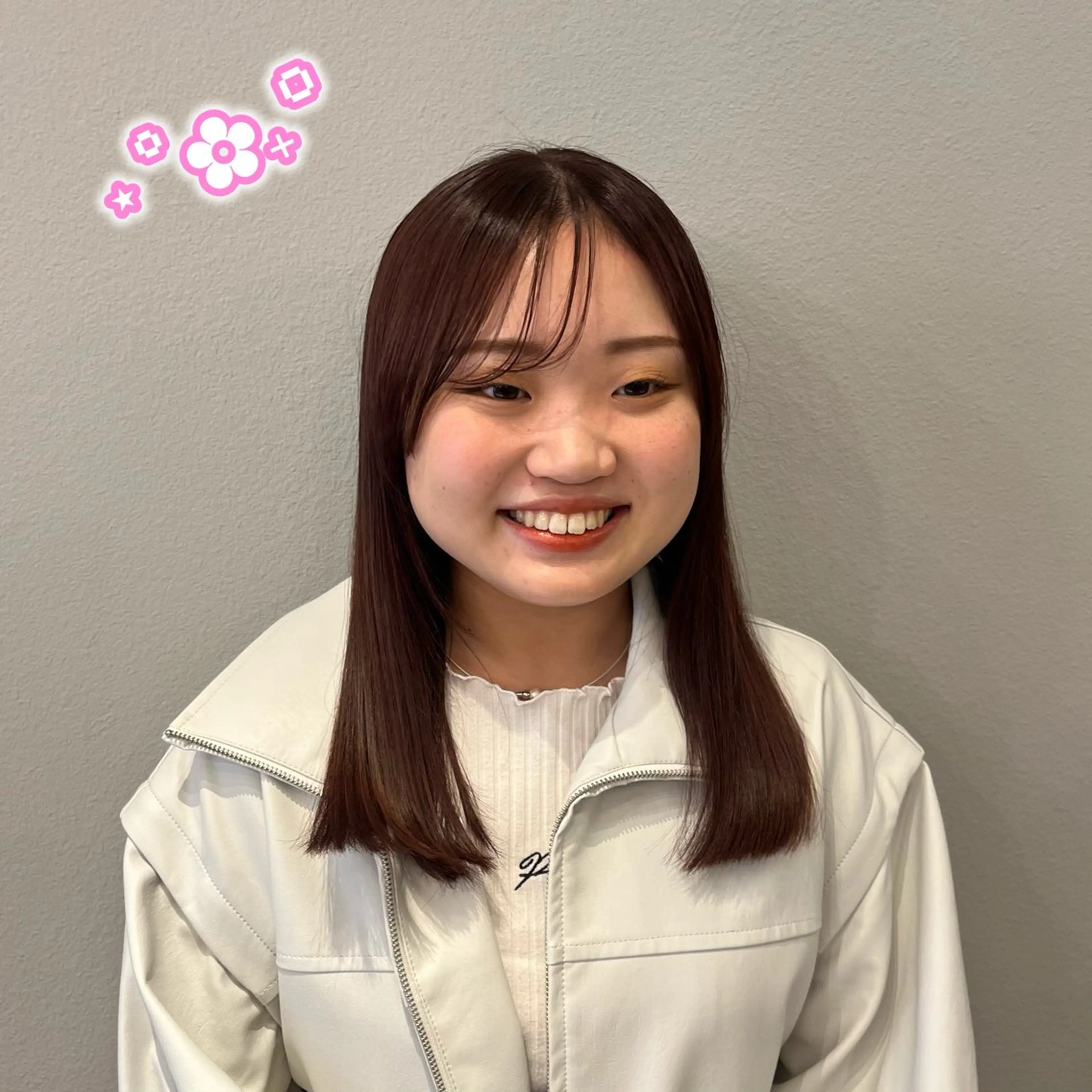 セミロング カラー ブラウンカラー ピンクカラー ピンクブラウン サイドバング カット ヘアカラー ヘアセット/ピンク /レッド/あつはのヘアスタイル