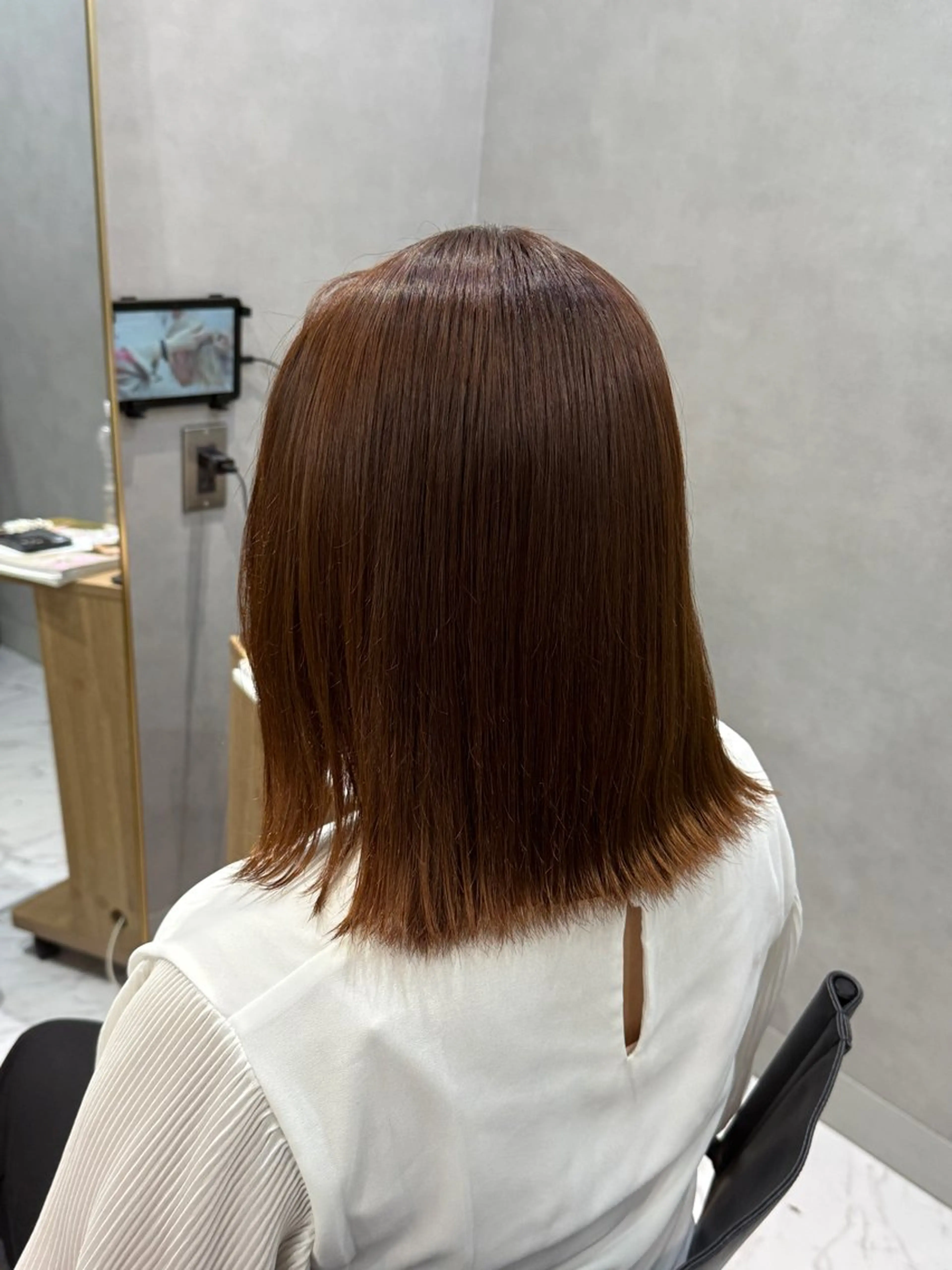 ミディアム カラー ブラウンカラー オレンジ オレンジブラウン カット ヘアカラー トリートメント 透明感カラー/パーマ 🌀アオノアユミのヘアスタイル