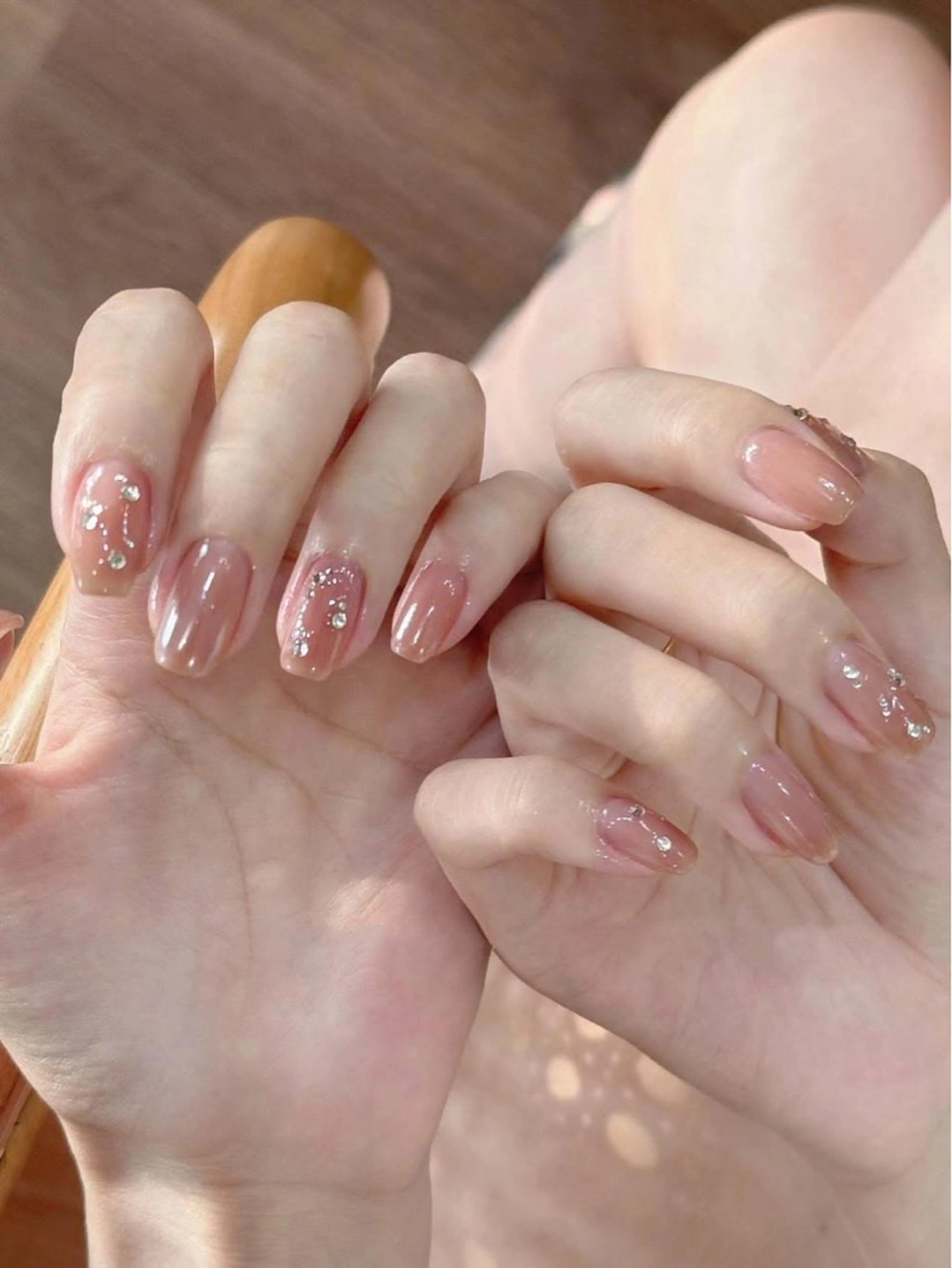 ネイル 韓国ネイル 持ち込み ニュアンスネイル ネイルチップ Rose Ana.Chuoのネイルデザイン