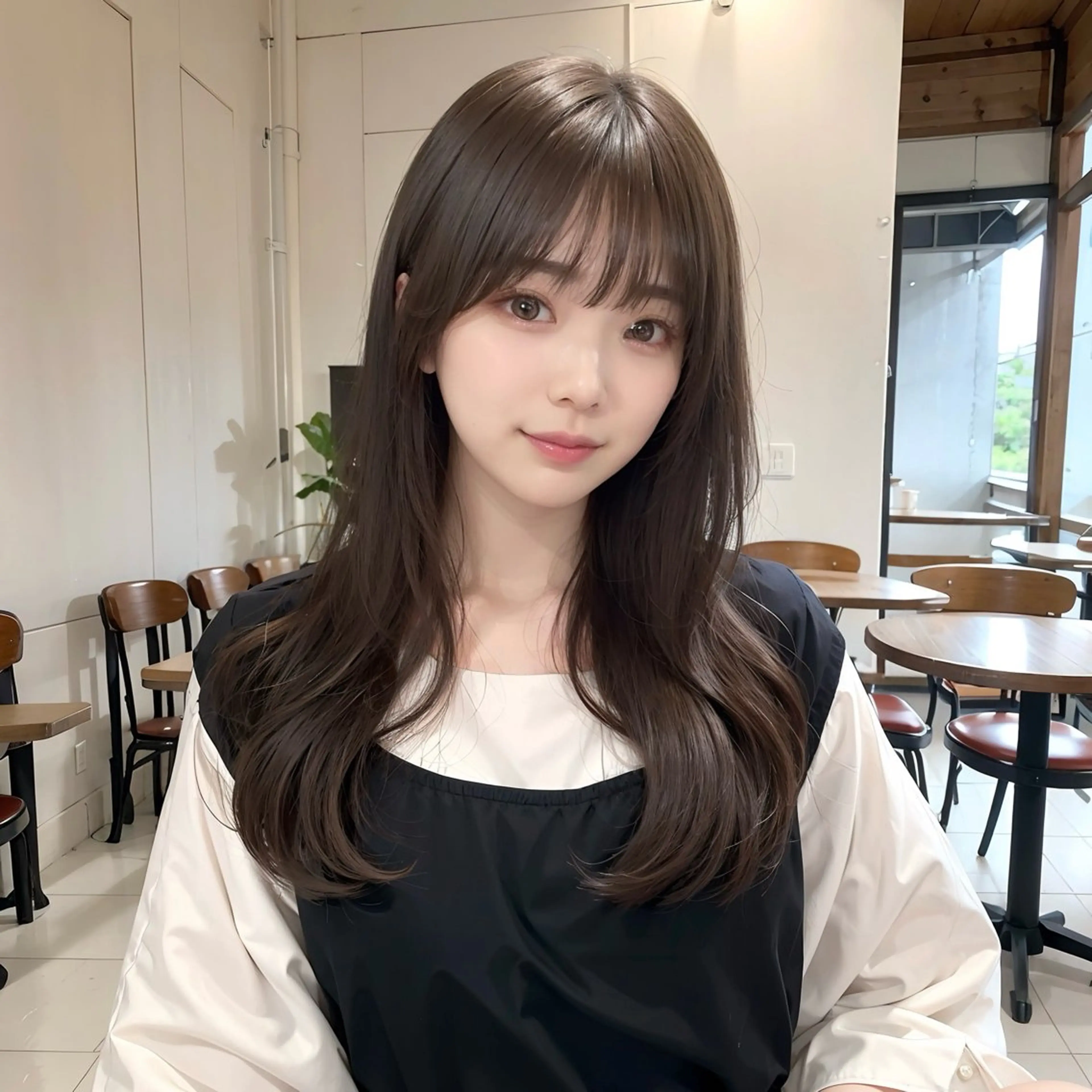 セミロング 顔まわりレイヤー 顔周りカット レイヤーカット カットモデル募集 ミネのヘアスタイル