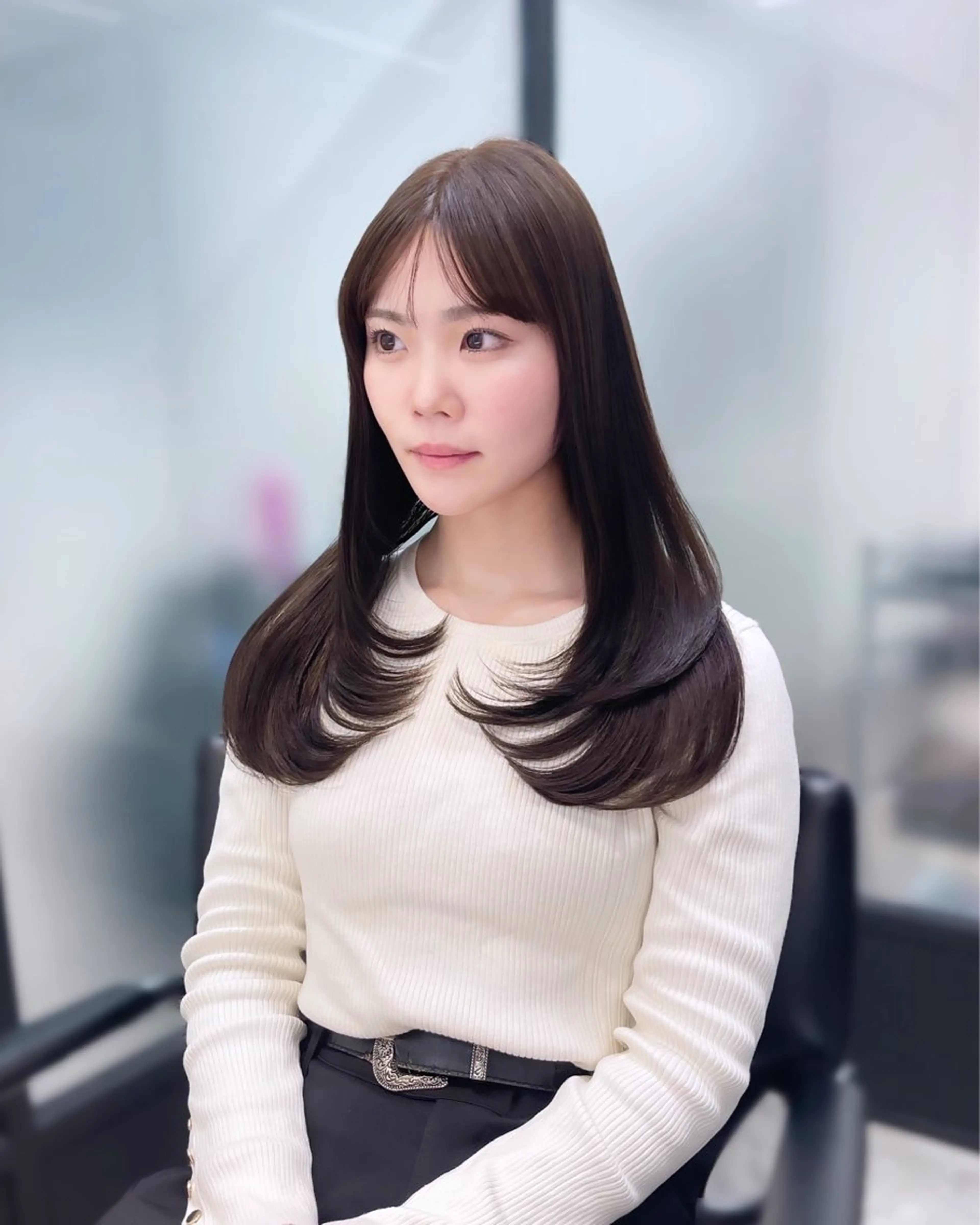 ロング 韓国風ヘア レイヤーカット カット 韓国レイヤーカット 髪質改善▫️水野有真のヘアスタイル