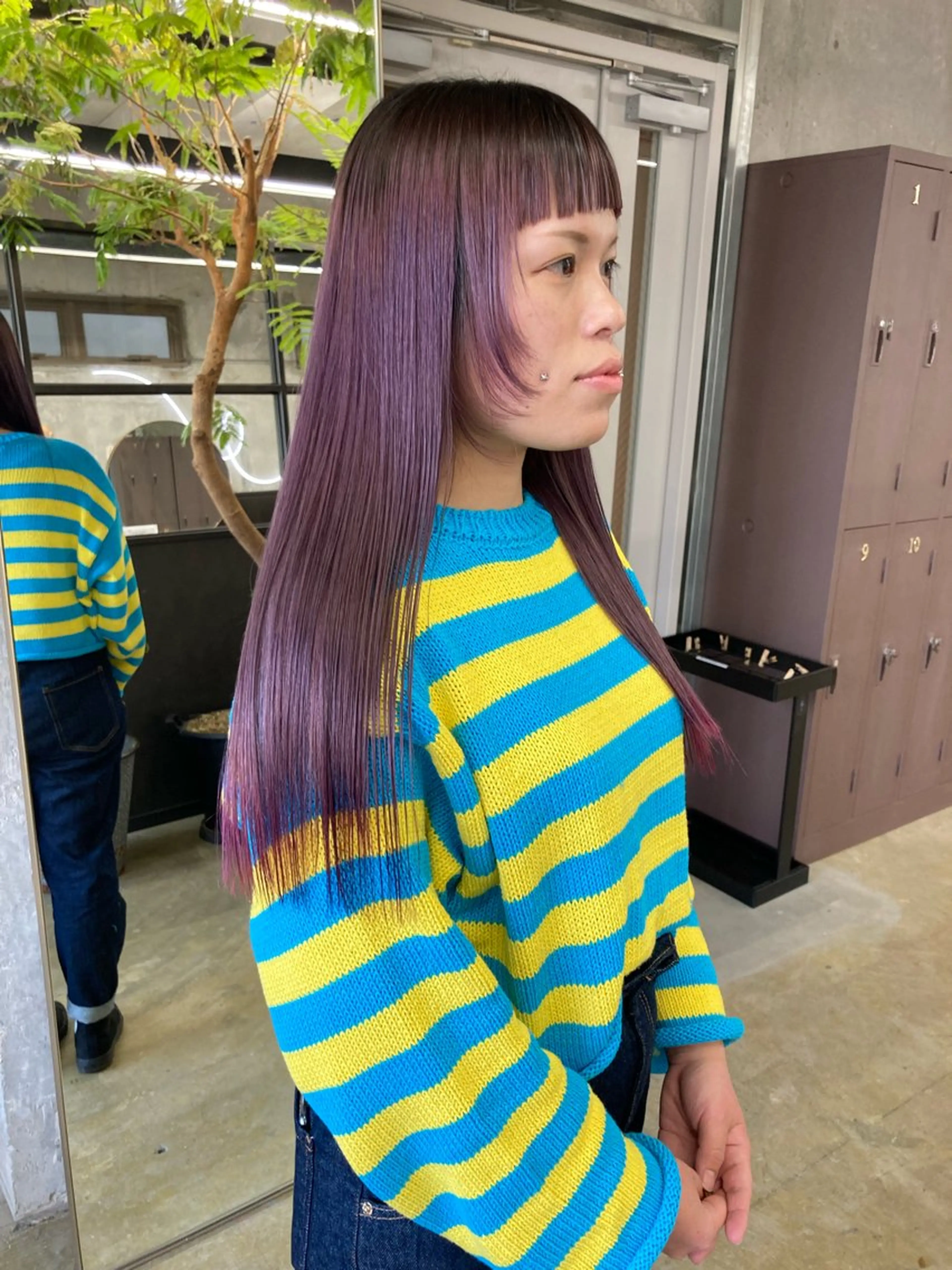 ロング カラー ブリーチ ラベンダーカラー ラベンダーピンク ピンクカラー レイヤーカット カット ヘアカラー トリートメント 小木曽智美 /ボブ/ショートのヘアスタイル
