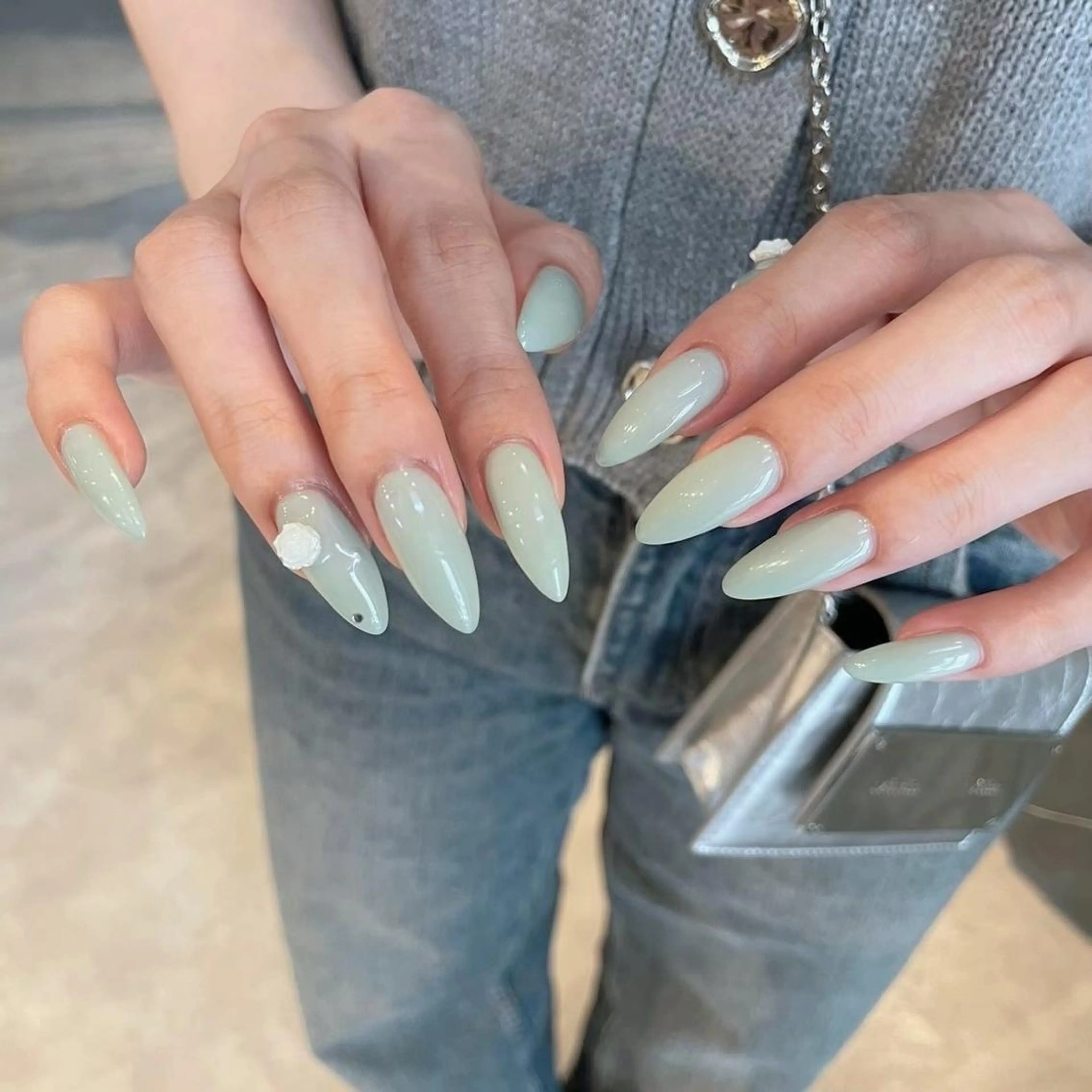 【モデル様価格✨】フルチップ長さ出し10本💅〈オフあり〉1カラーコース＆パーツ2本の写真