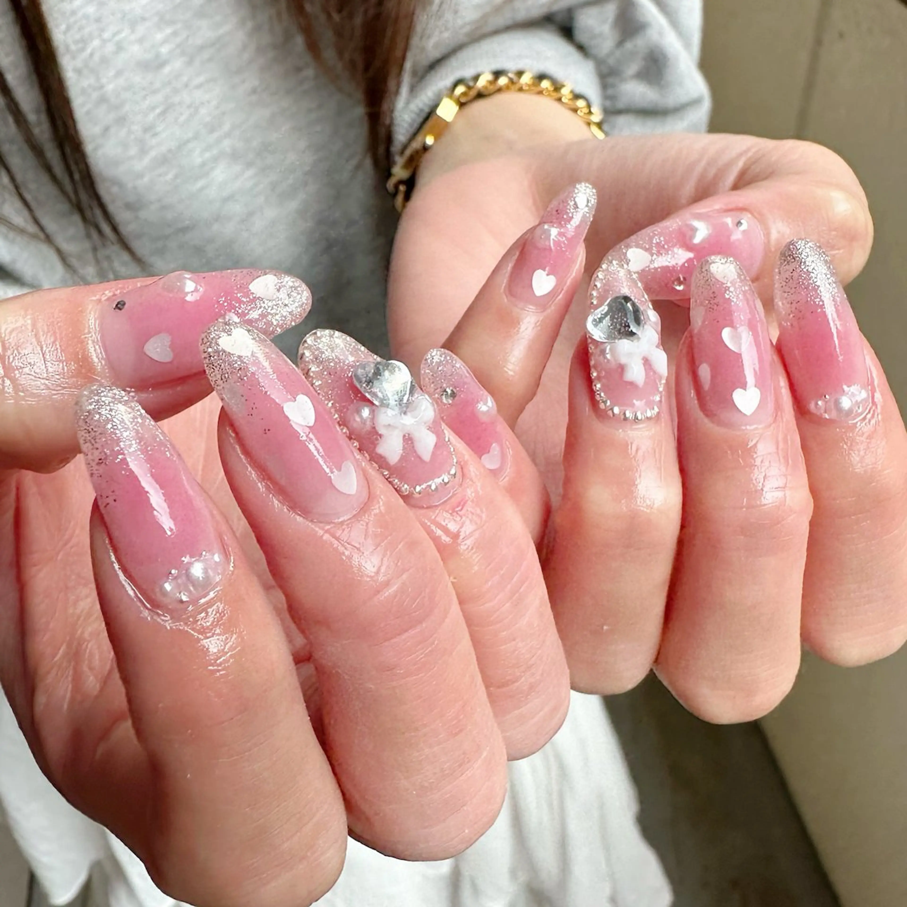 ネイル チークネイル ハート 氷ネイル・うるうるネイル 韓国ネイル ニュアンスネイル 🪞KAPE NAIL 🪞のネイルデザイン