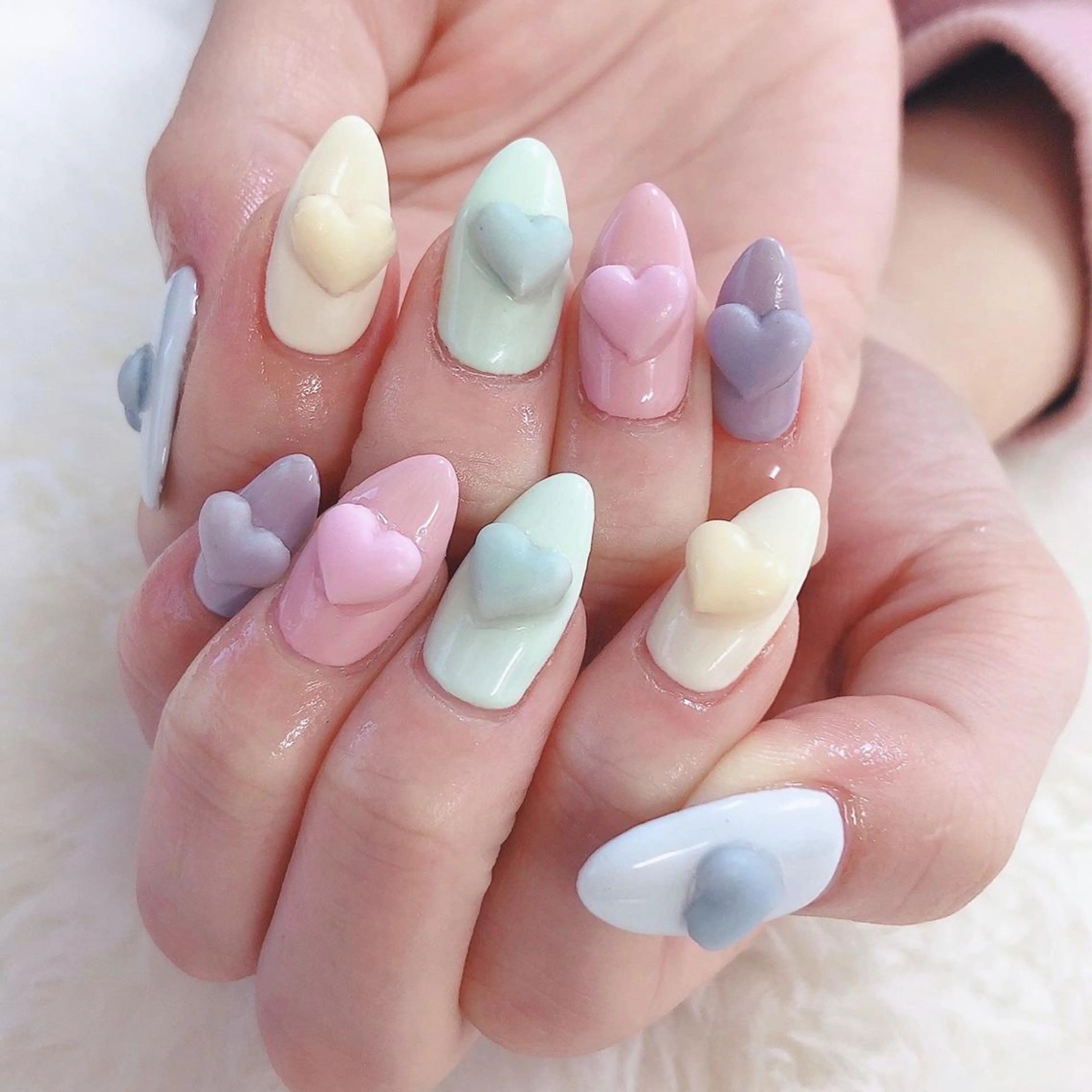 ネイル ジェルネイル ハート パステルネイル ハンドネイル Nail lieNのネイルデザイン