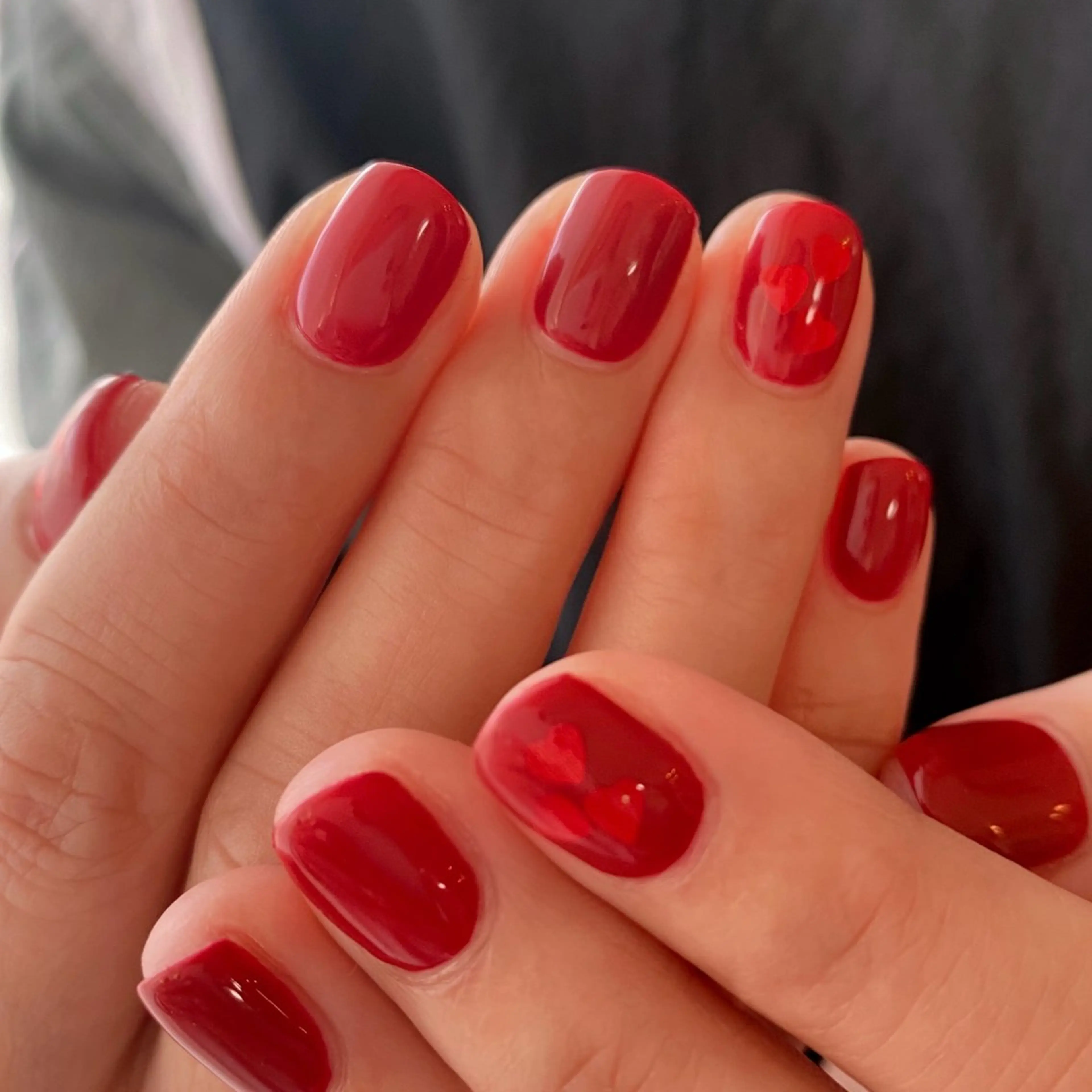 ネイル ハート 赤色 シンプルネイル ハンドネイル nail amuseのネイルデザイン