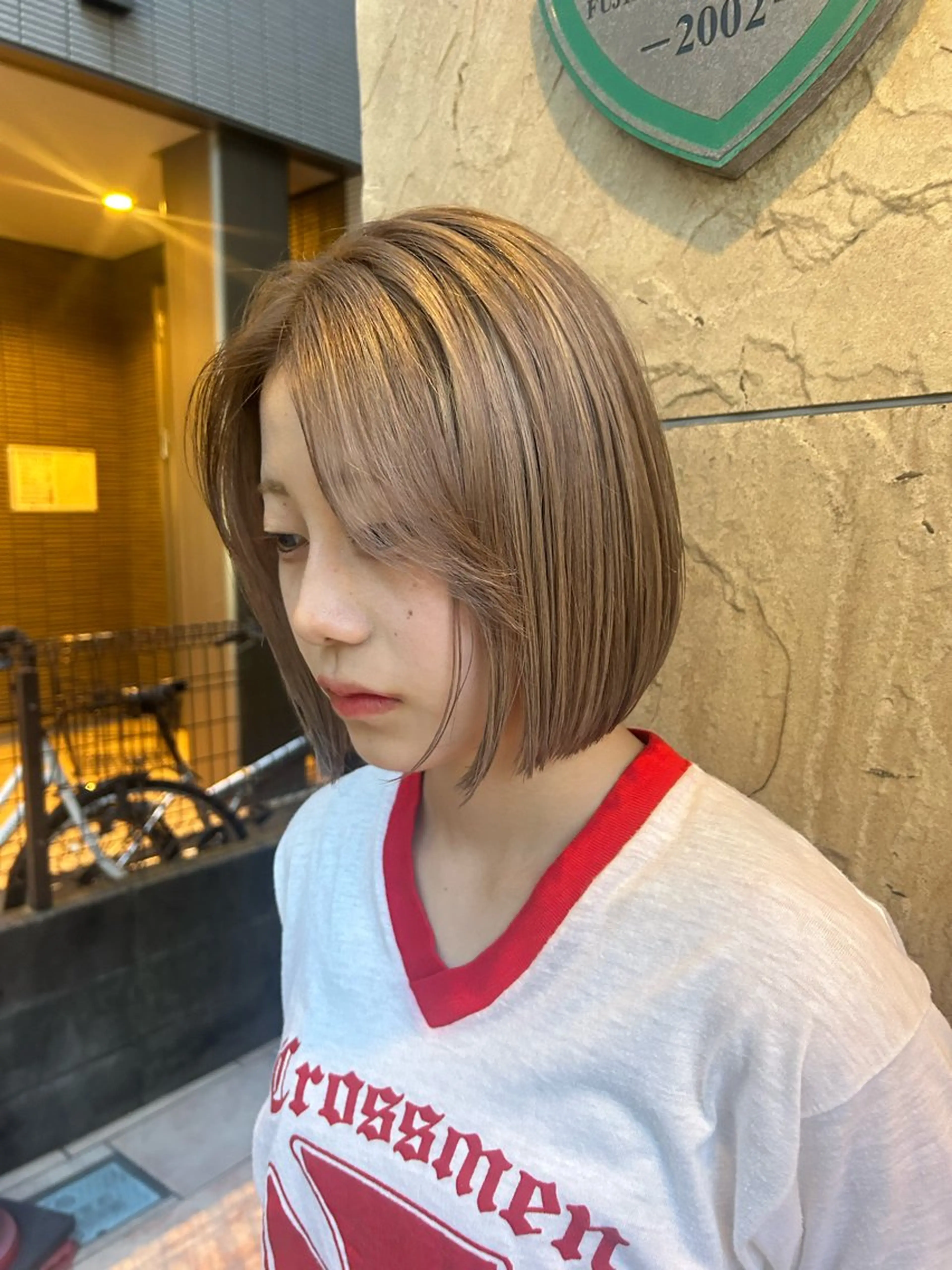 ショート カット ヘアカラー トリートメント ぱつっとボブ/Wカラ ー/ことこ🍒のヘアスタイル