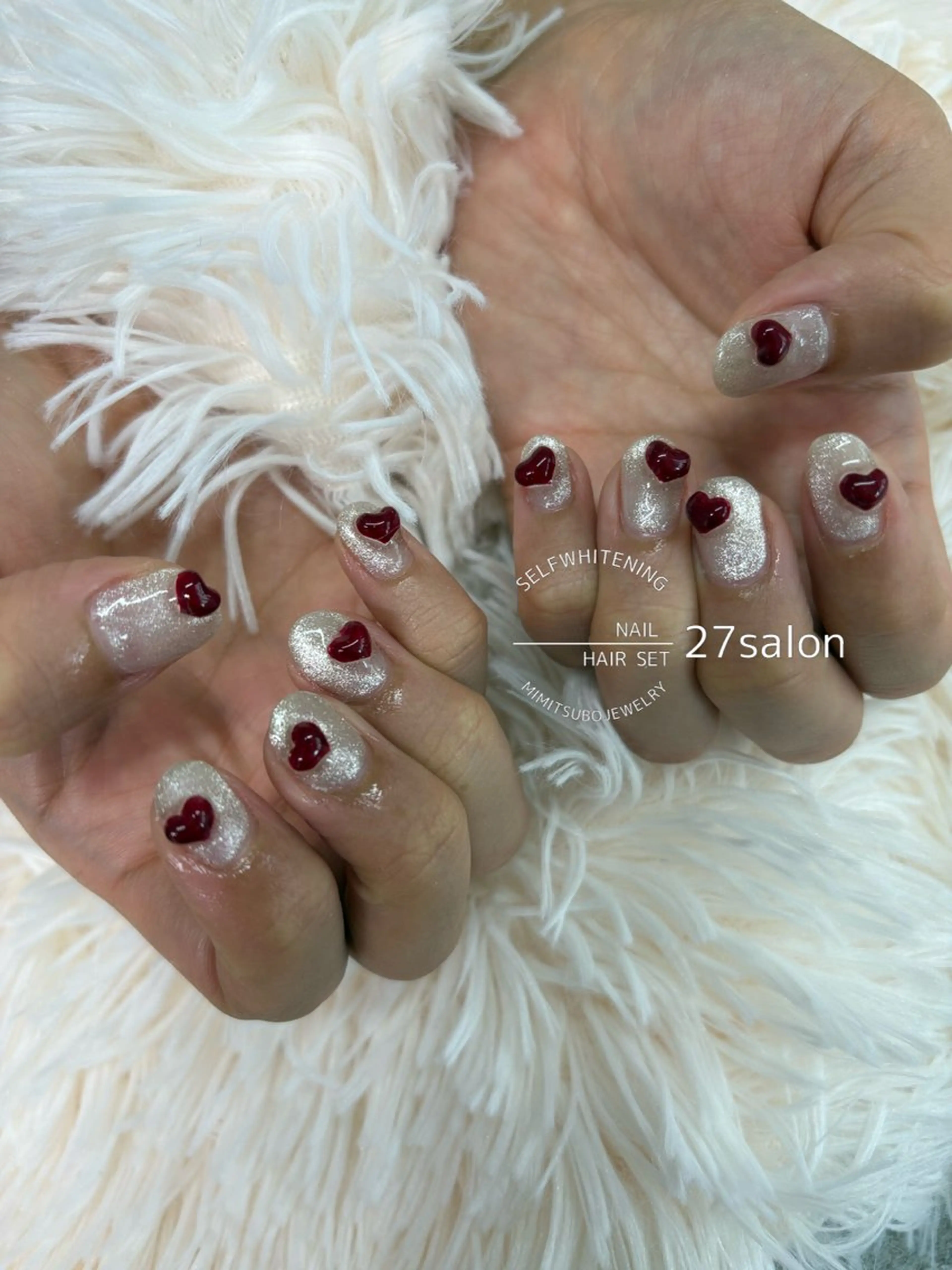 ネイル ハート マグネットネイル ハンドネイル 27salon yuinaのネイルデザイン