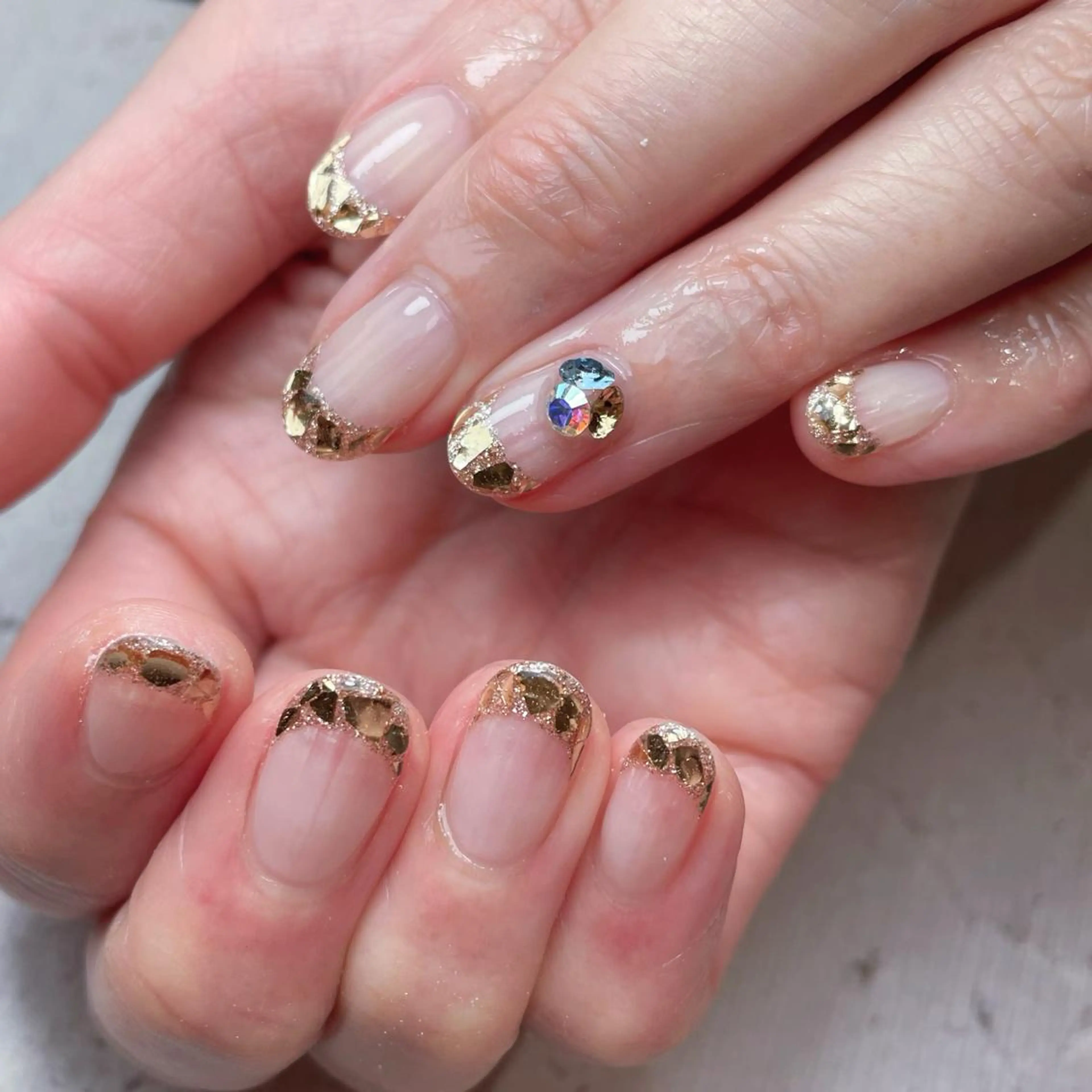 ネイル フレンチネイル ガラスフレンチ ハンドネイル nail&eyelash mate所属・京都/東向日/ ayumiのネイルデザイン