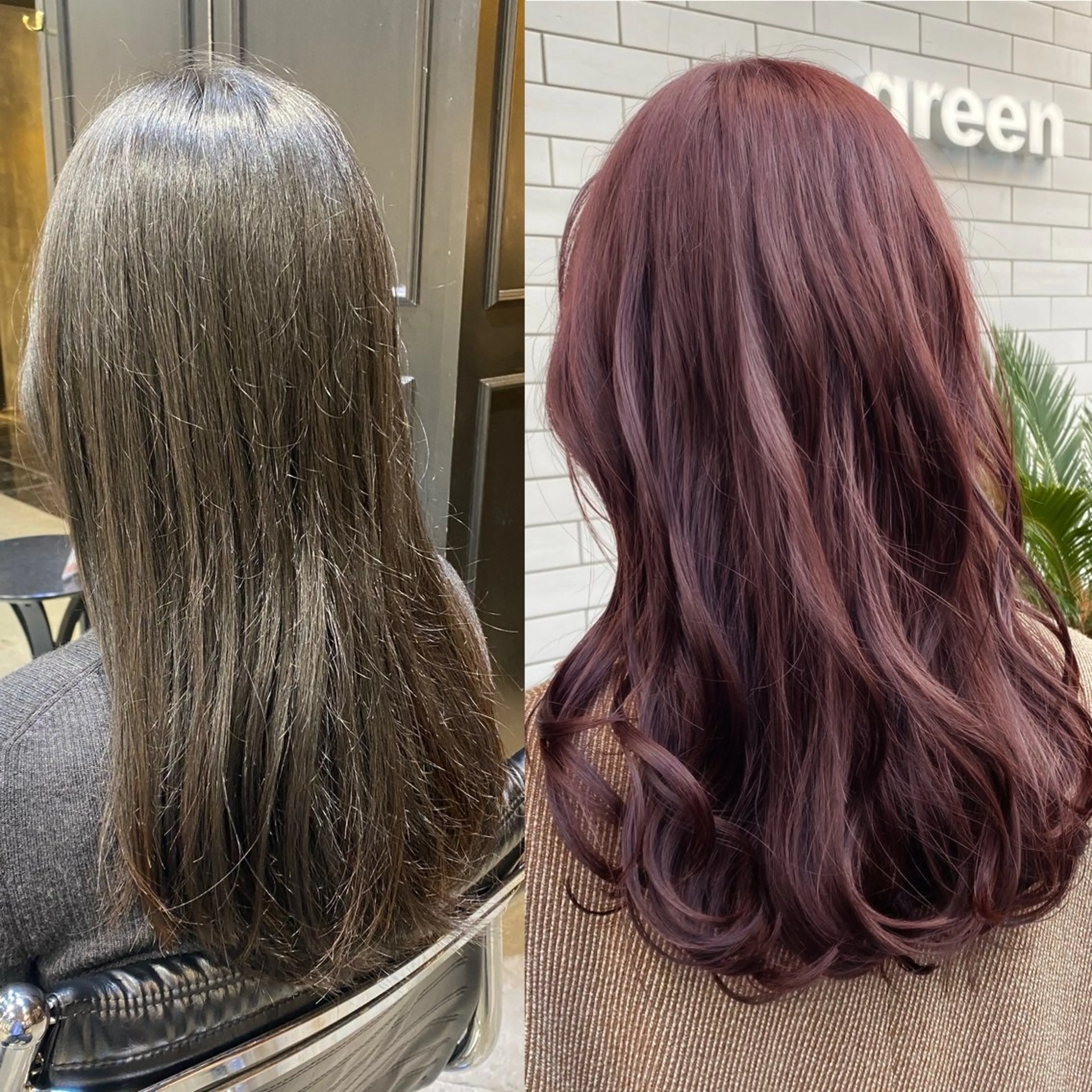 セミロング カラー ブリーチ ボルドーカラー ダブルカラー ブリーチなしカラー カット ヘアカラー ブリーチなしダブル カラー🧸🐺陽介のヘアスタイル