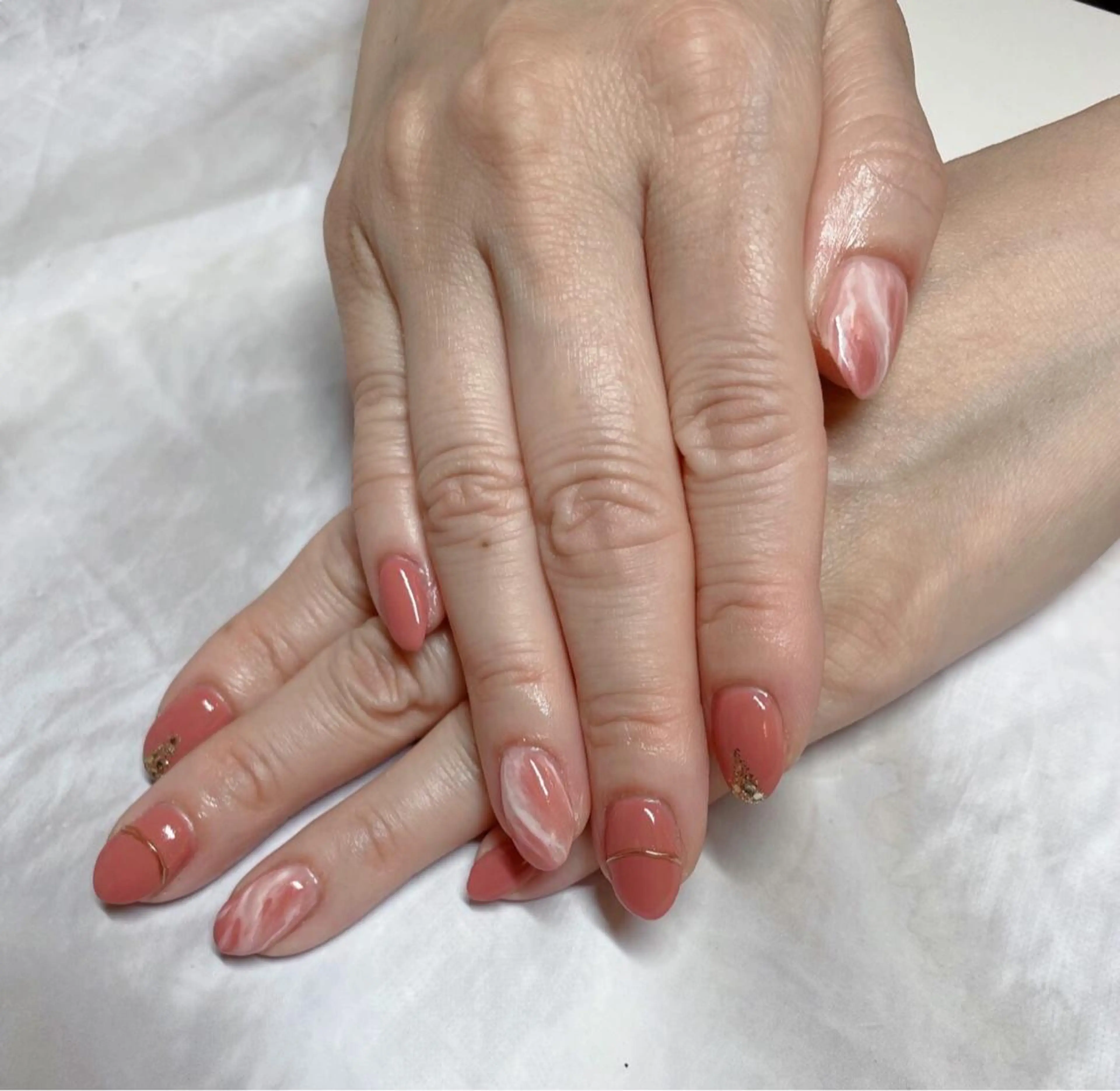 ネイル ピンク ハンドネイル フットネイル ハンドケア 【ＯＲＧＡＮ】 nailのネイルデザイン