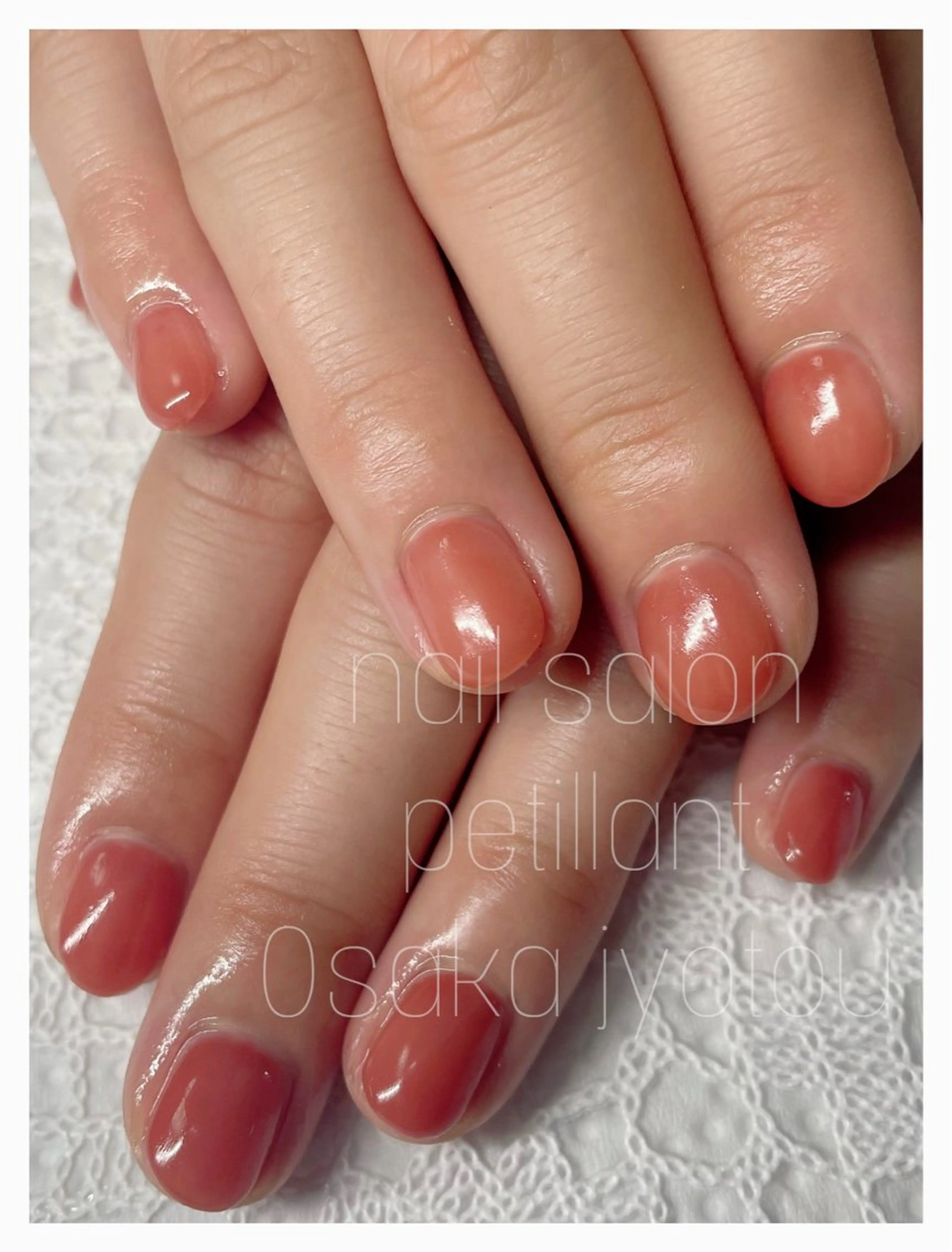 ネイル クリアネイル オレンジ ピンク 春ネイル petillant所属・nail salon petillantのネイルデザイン