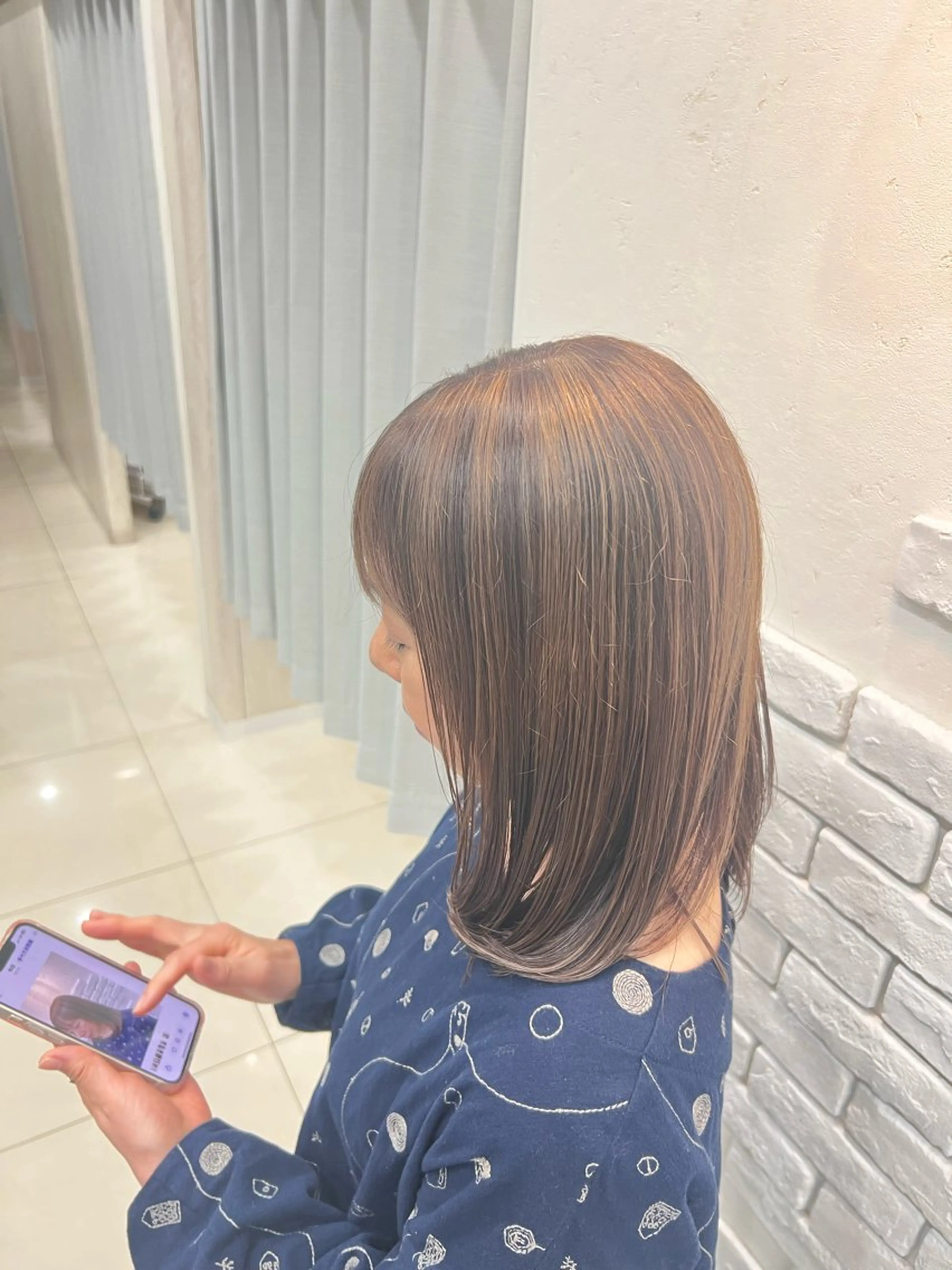 ミディアム カラー ヘアカラー 太白区白髪ぼかし/ ボブカット/千葉達人のヘアスタイル