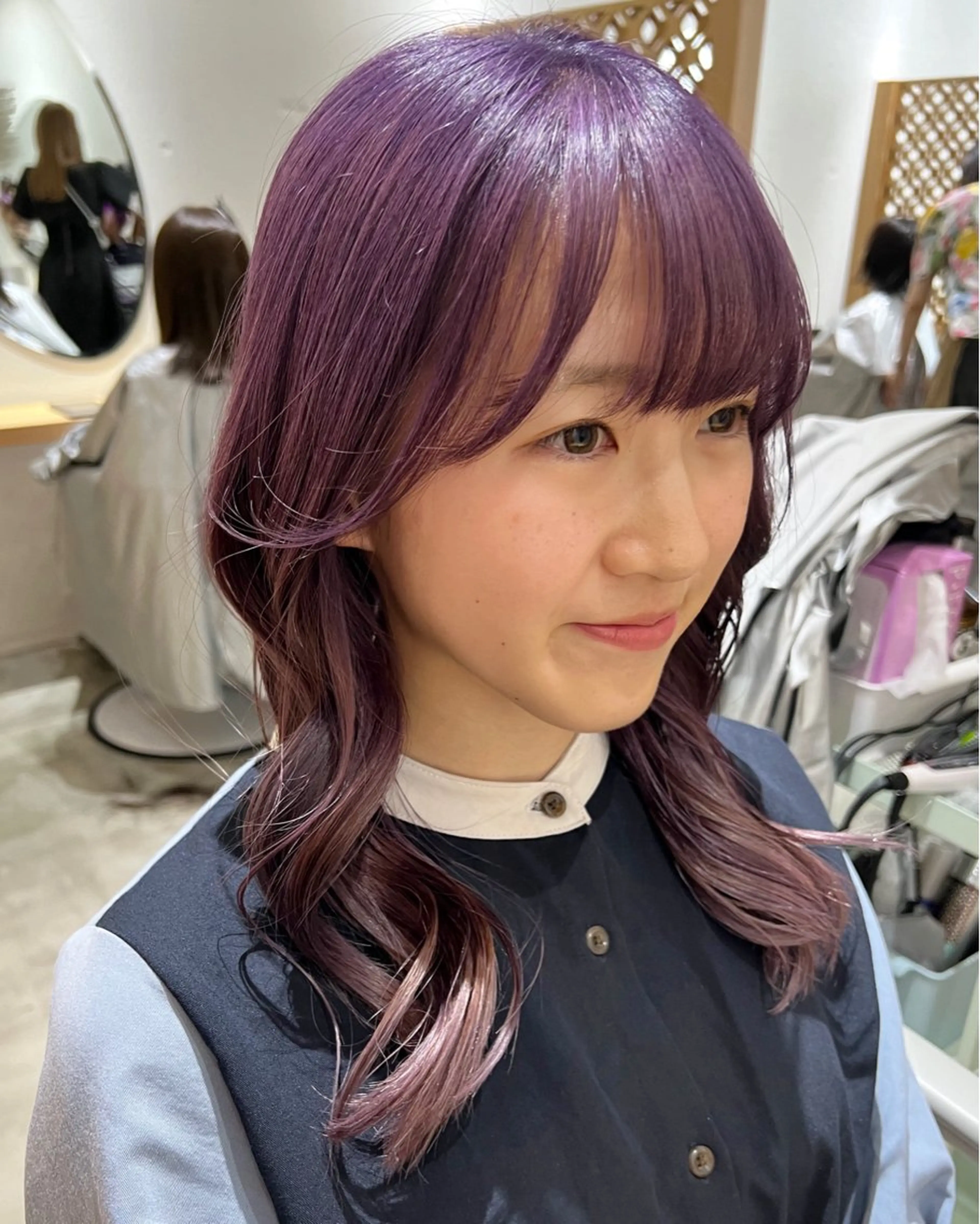 セミロング ヘアカラー トリートメント 色落ち可愛い艶ハイト ーン🧊AZUKIのヘアスタイル