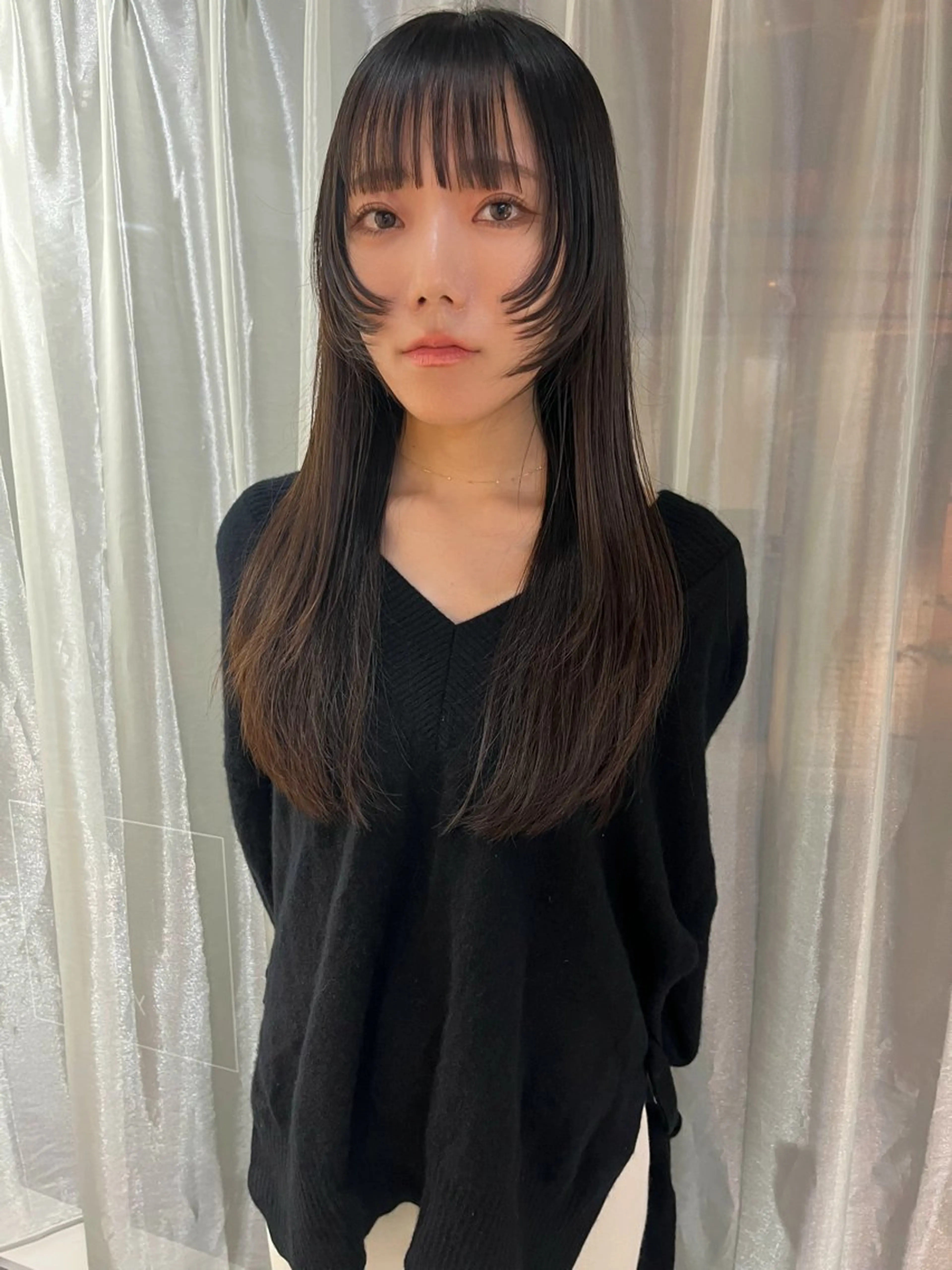 ロング 顔周りカット レイヤーカット 三浦 ふたばのヘアスタイル