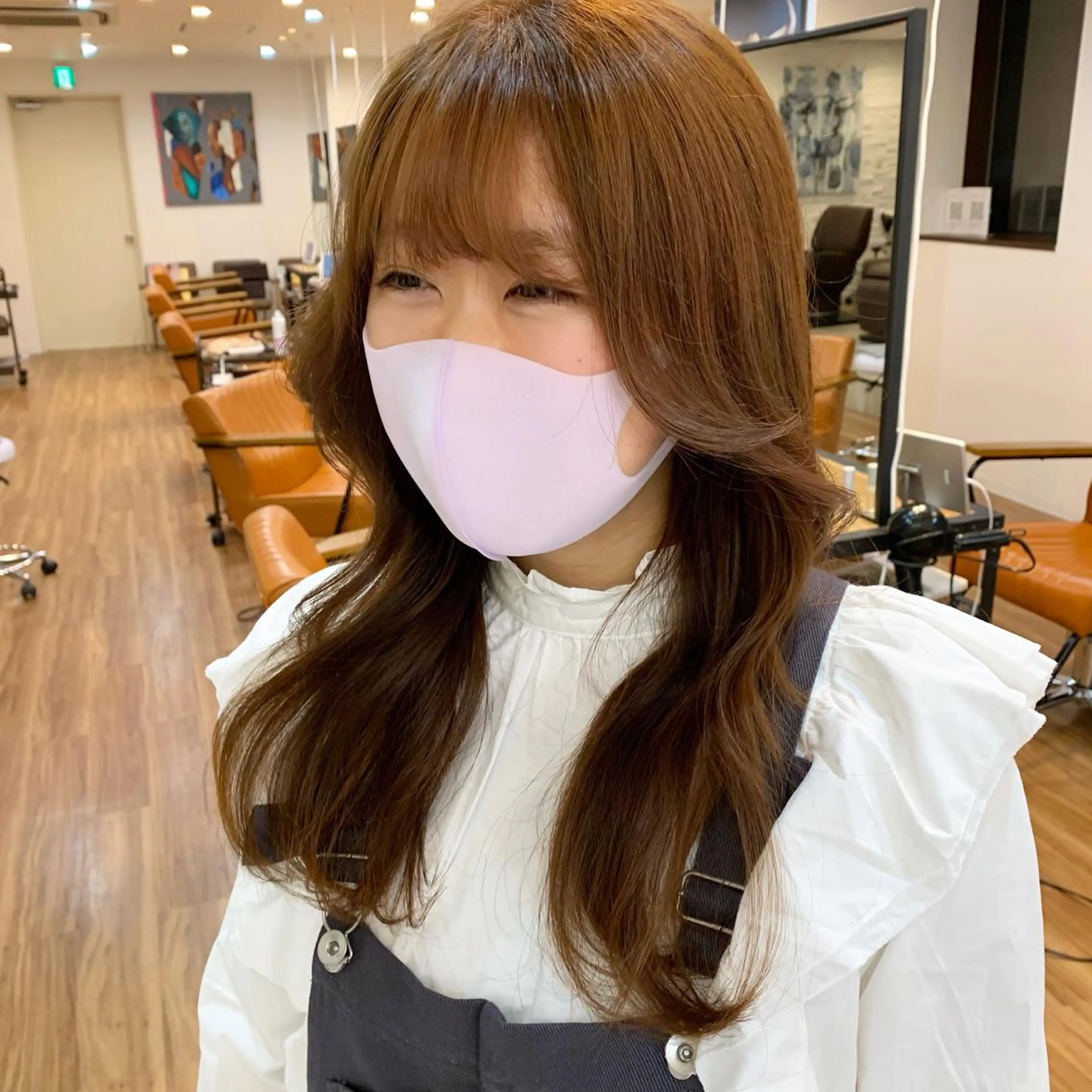 セミロング カラー ブラウンカラー オレンジ オレンジブラウン くびれヘア 【韓国風くびれヘア】 joule小木曽輝のヘアスタイル