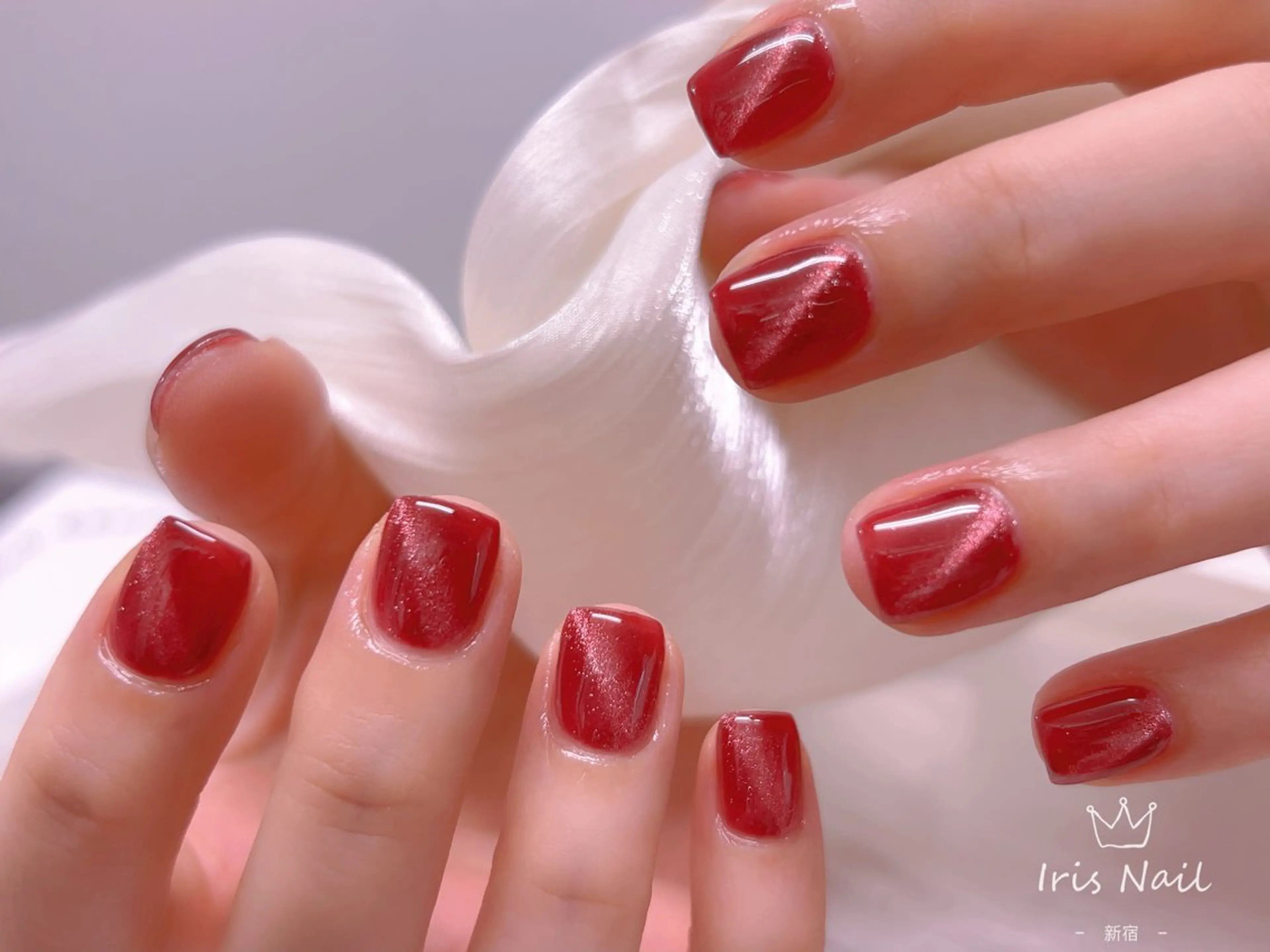ネイル フレンチネイル ジェルネイル グラデーション 韓国ネイル マグネットネイル ハンドネイル 【長さ出し】 IRIS NAILのネイルデザイン
