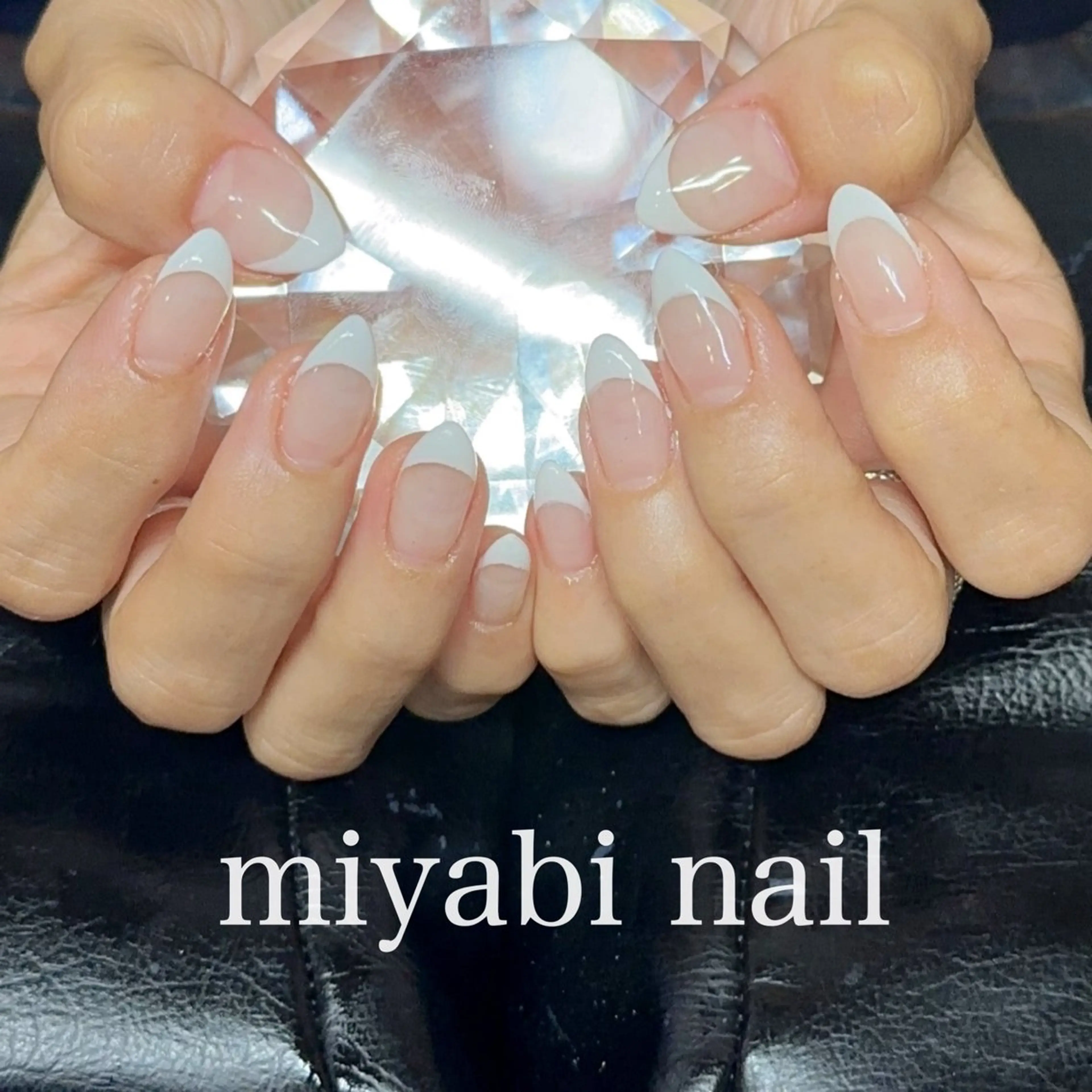 ネイル クリアネイル フレンチネイル 持ち込み ホワイト ハンドネイル miyabi nail 桂川駅近くのネイルデザイン