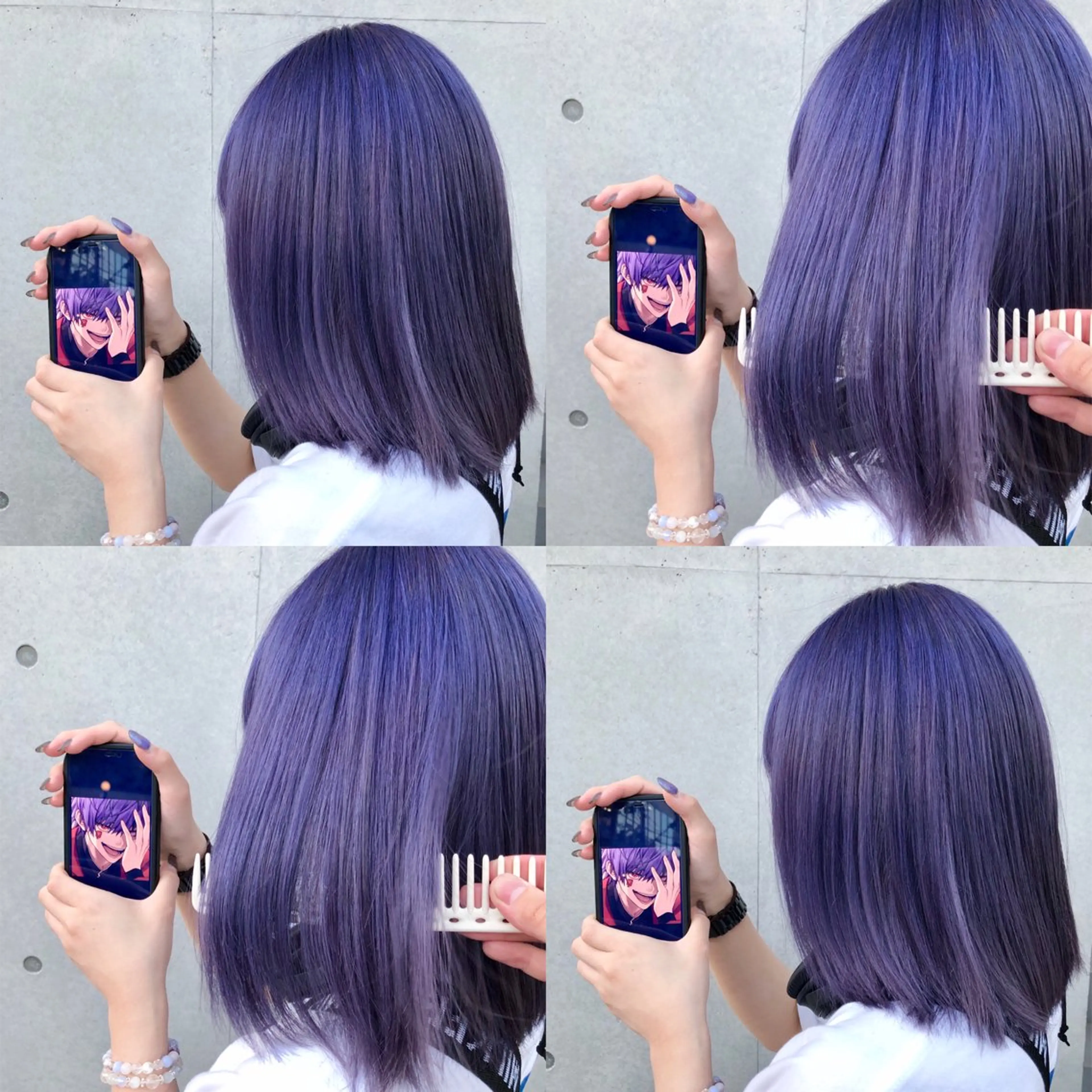 ミディアム カラー ブリーチ ブルーカラー ブルーラベンダー ブルーバイオレット ケアブリーチ 推しカラー✨ オタク美容師ユウカのヘアスタイル