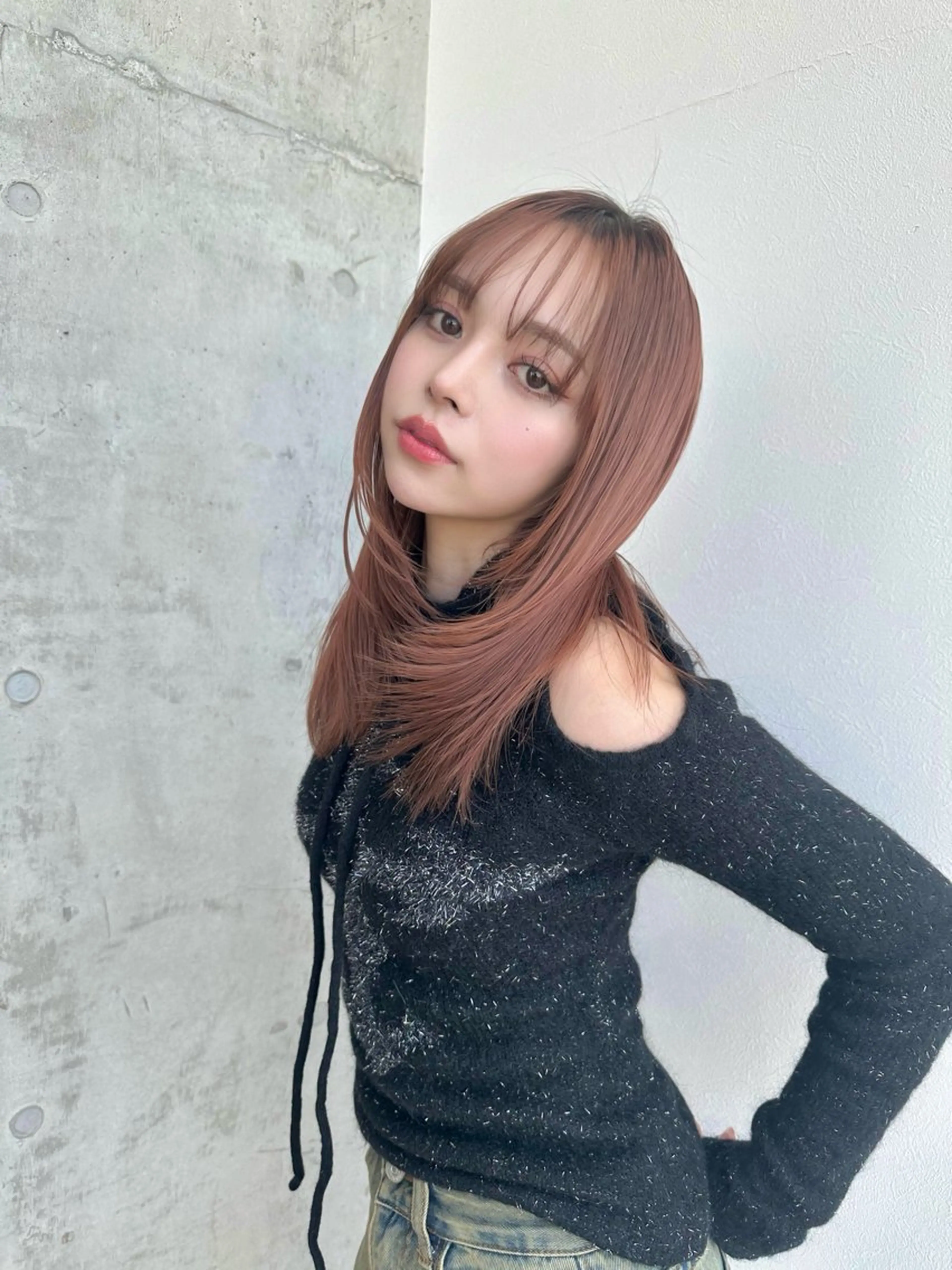 ミディアム カラー レイヤーカット カット ヘアカラー KURO/ズボラでも できる韓国ヘアのヘアスタイル