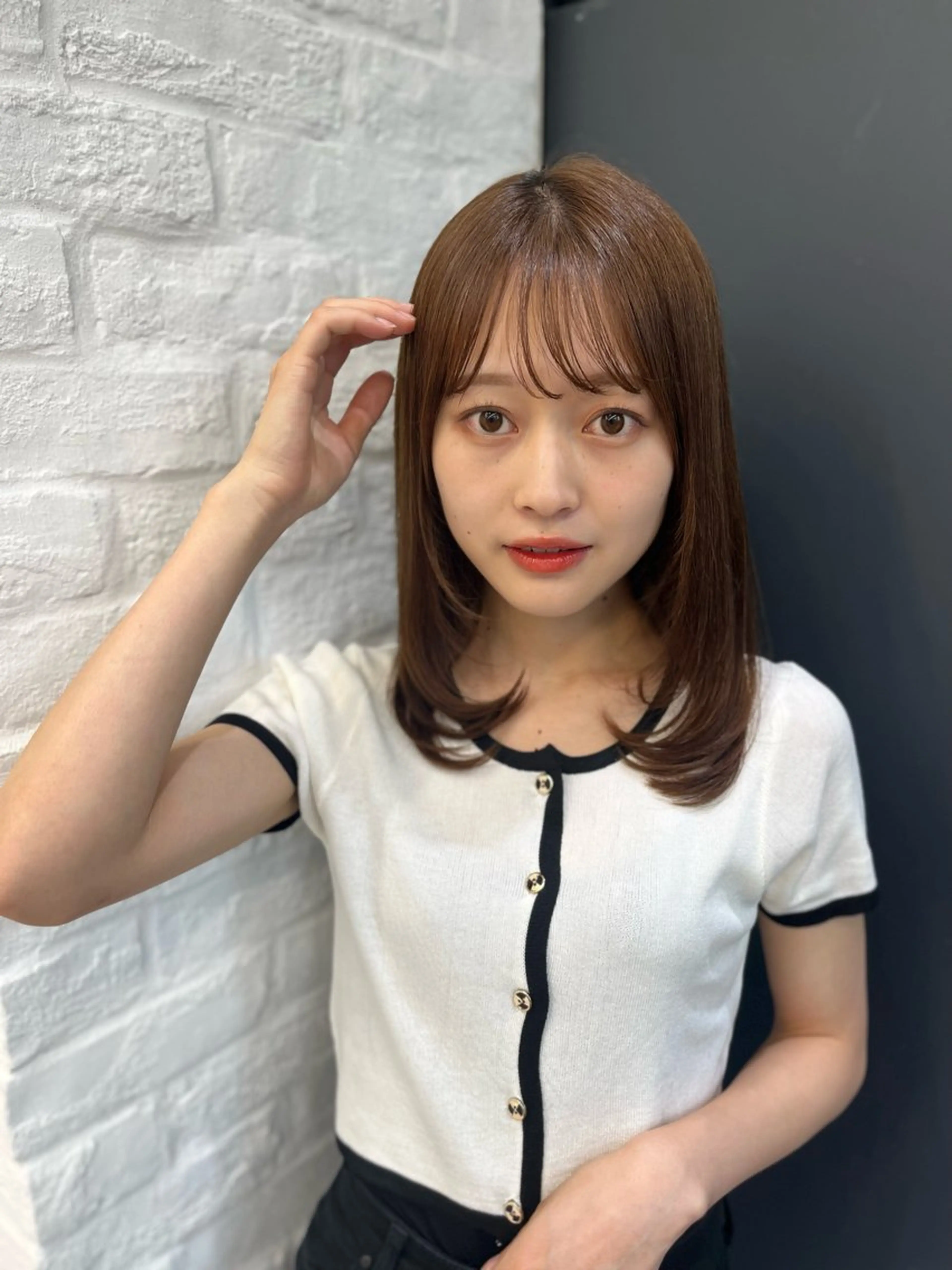 ミディアム カット ヘアカラー トリートメント 前髪顔まわりカット 🌈中村海聖のヘアスタイル