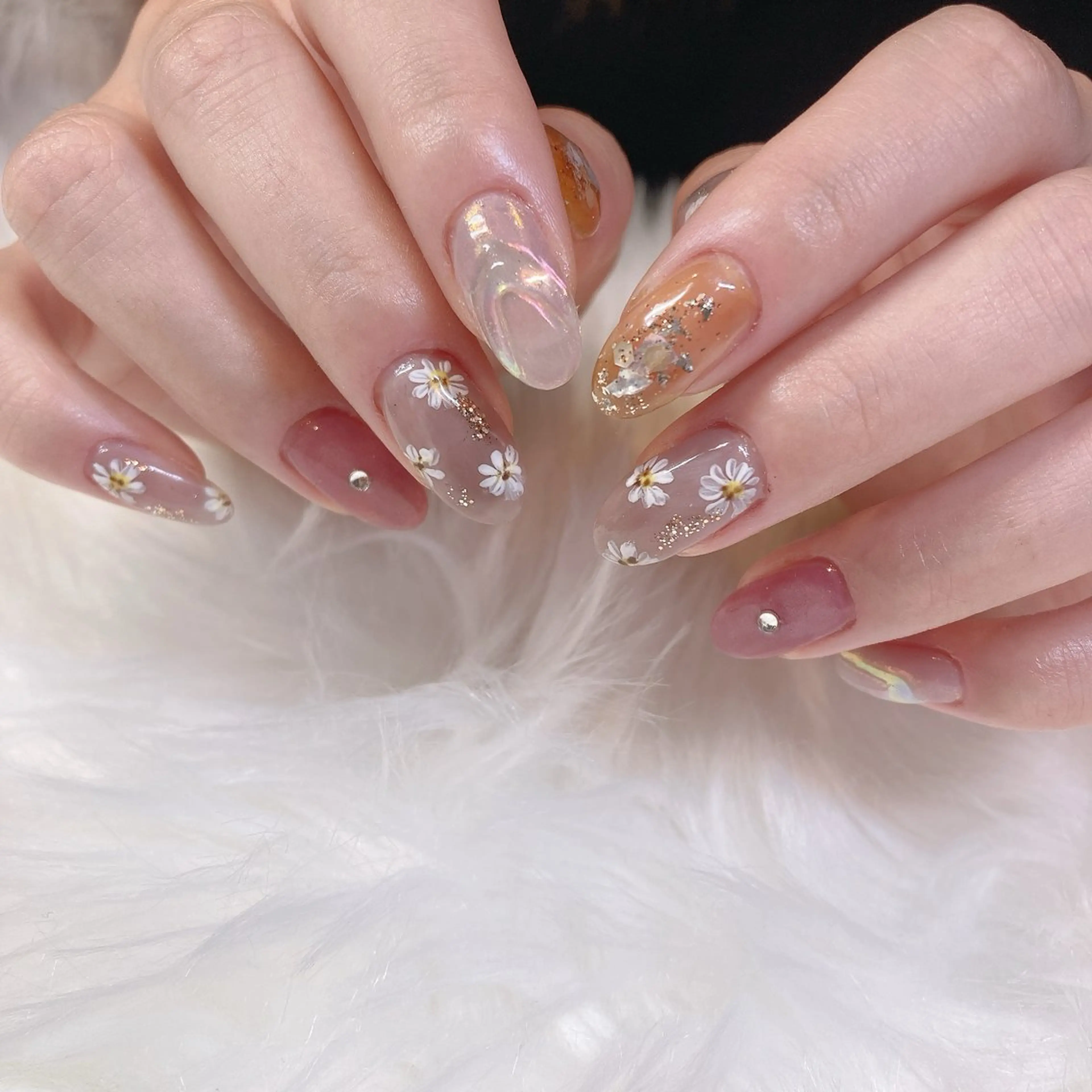 ネイル アートネイル フラワーネイル 自爪を傷めない 🌷かなこ🌷のネイルデザイン