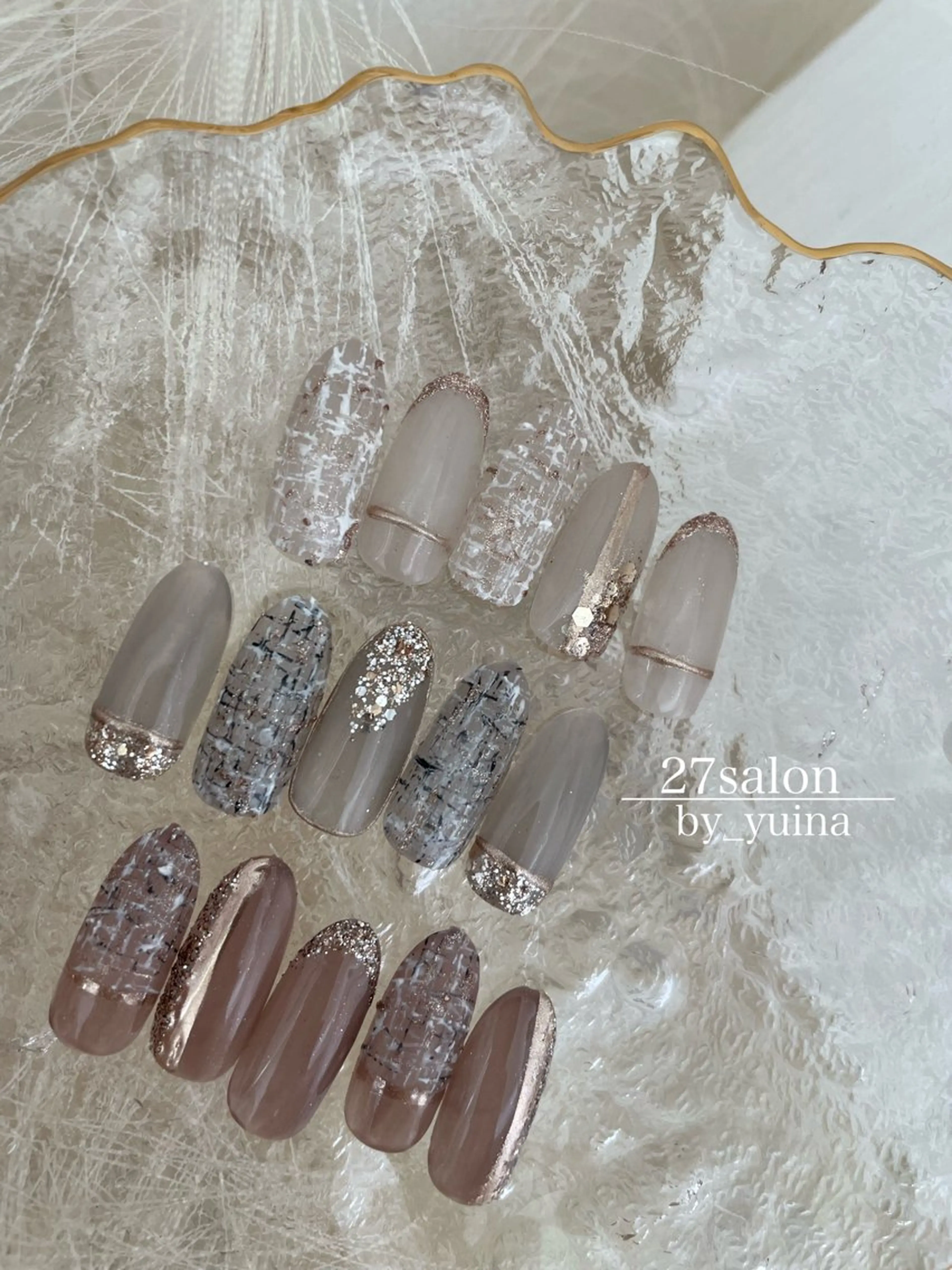 ネイル ツイードネイル ハンドネイル 27salon yuinaのネイルデザイン