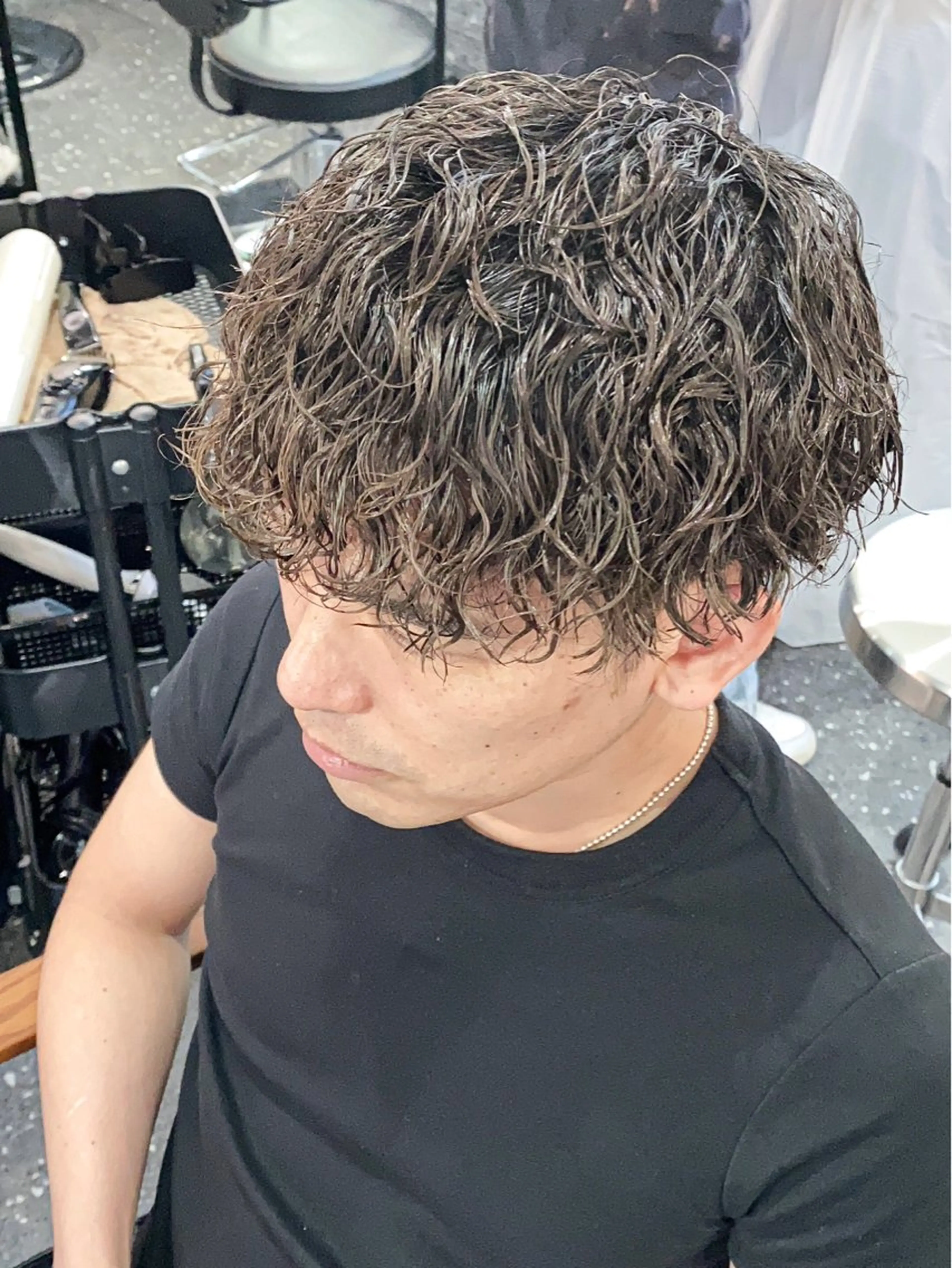 ショート パーマ メンズ カット パーマ パーマ/ダブルカラー ブリーチ⭐️海斗のヘアスタイル