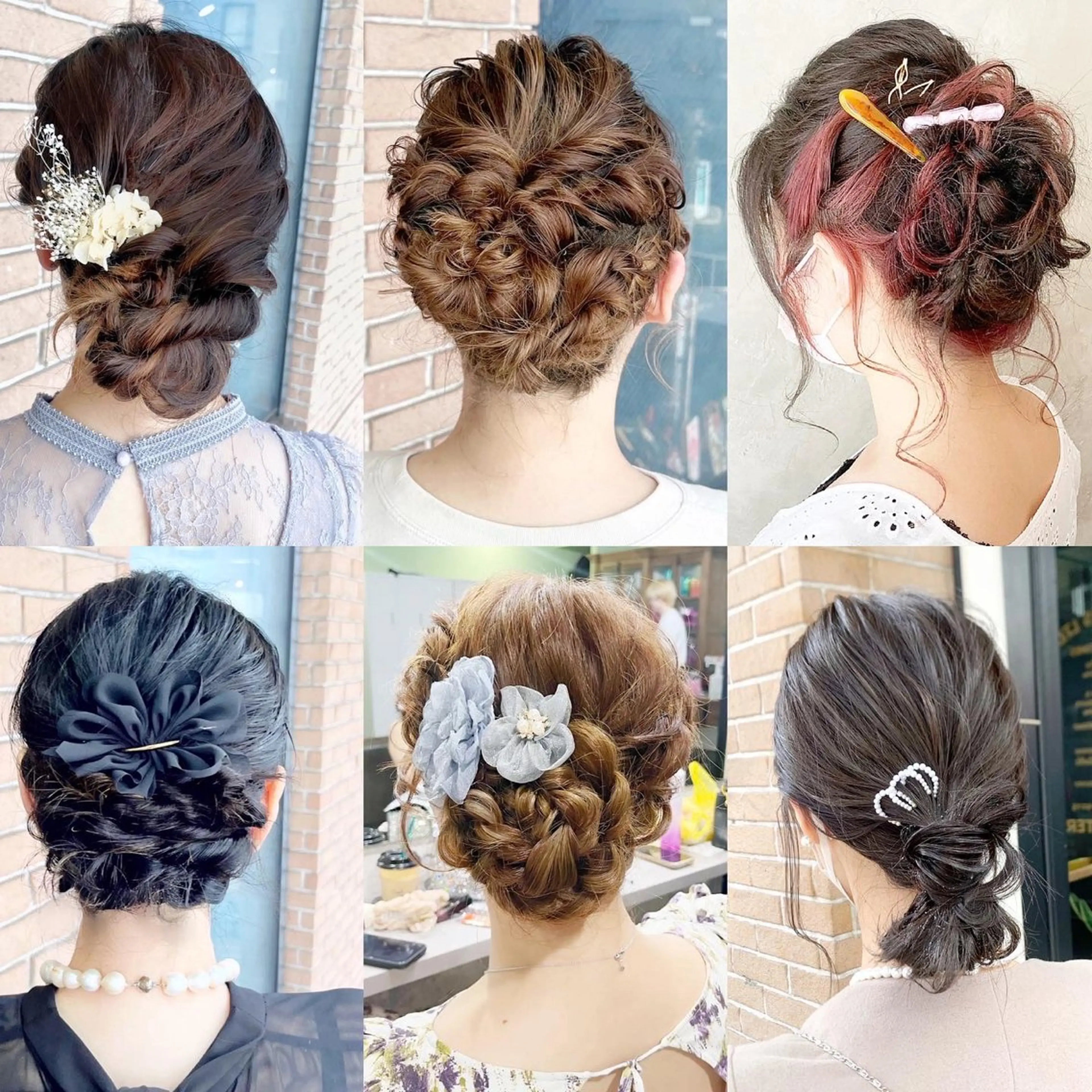 セミロング ヘアアレンジ ヘアセット ピンクカラー🩷 ヘアセットＮＯ.1のヘアスタイル