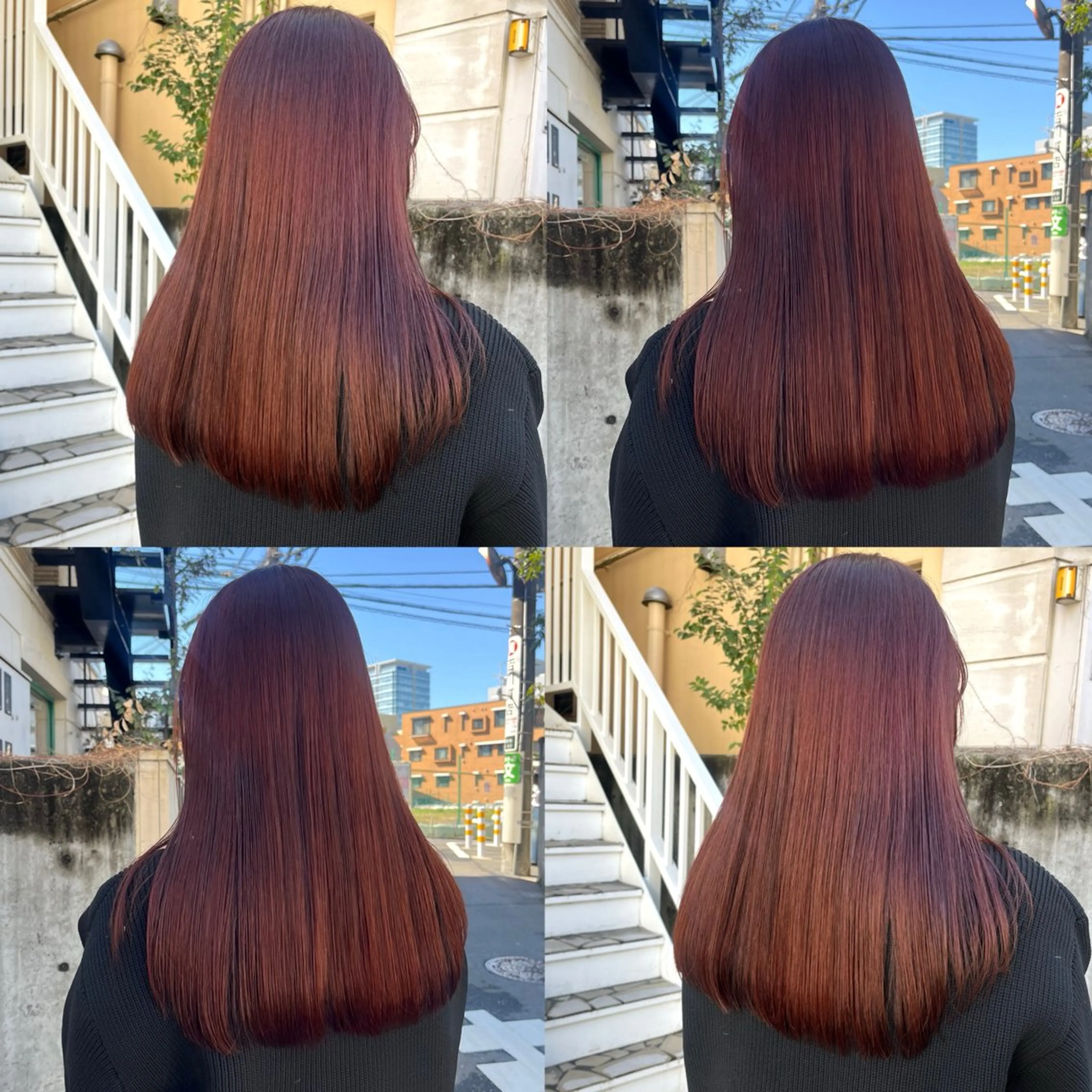 セミロング カラー ブリーチ ボルドーカラー ブリーチなしカラー レッドカラー カット ヘアカラー トリートメント ヘッドスパ ヘアセット カジュアルを女っぽく 𝗮𝘆𝗮𝗰𝗼のヘアスタイル