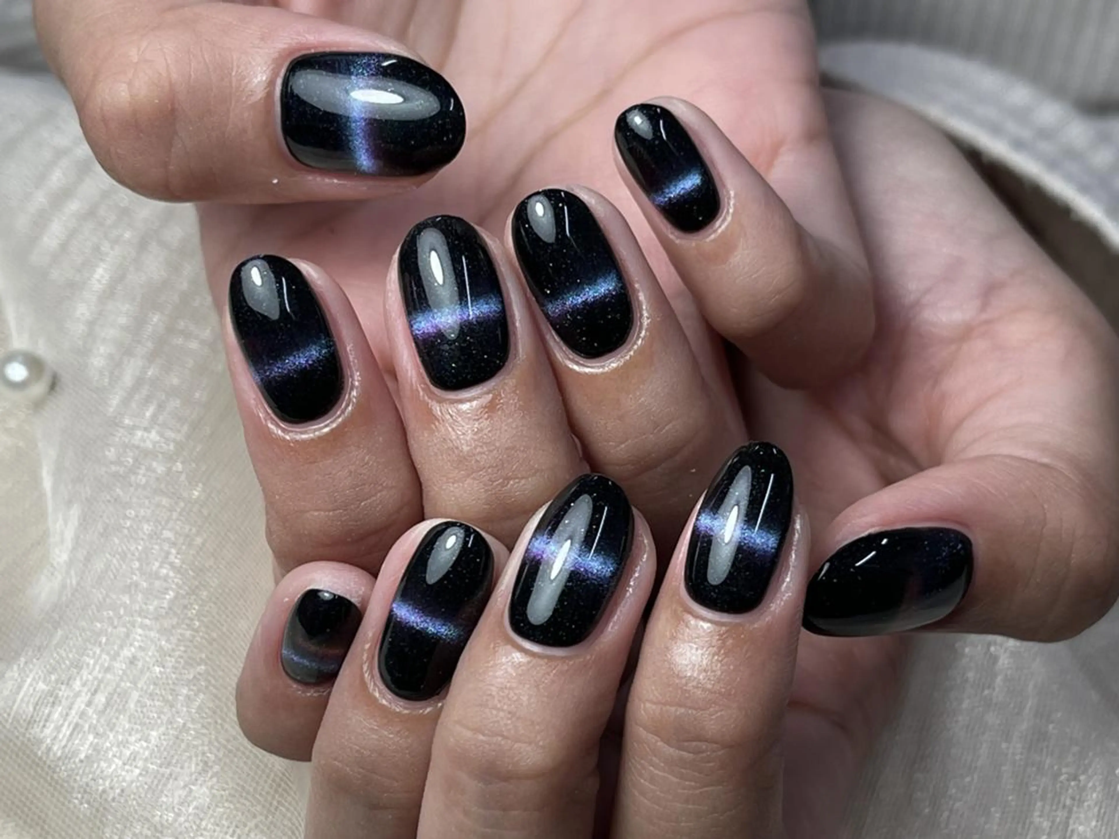 ネイル ブルー パープル ハンドネイル ハンドケア ToliyDeliy Nail Salonのネイルデザイン