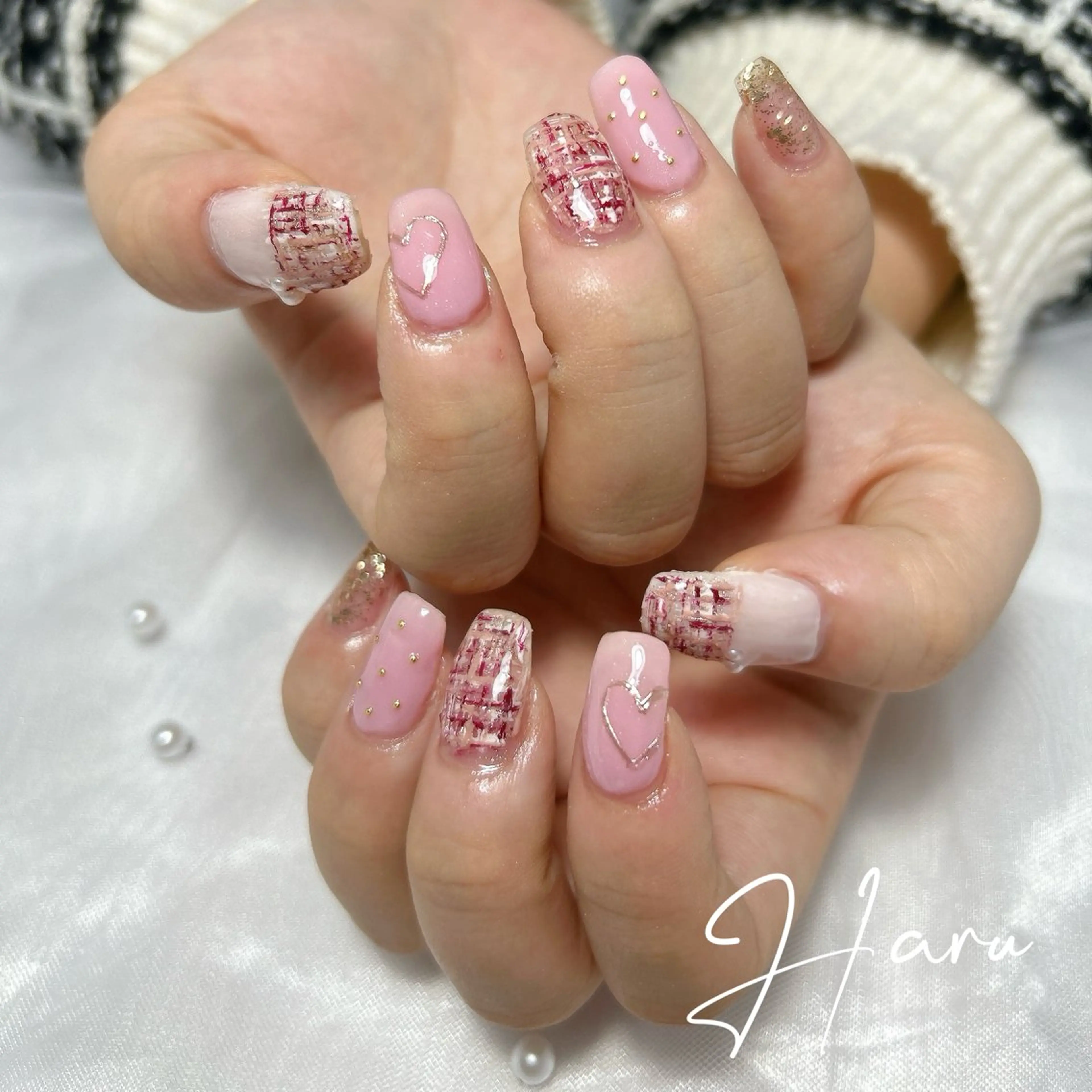 ネイル ツイードネイル ハンドネイル Haru .mのネイルデザイン