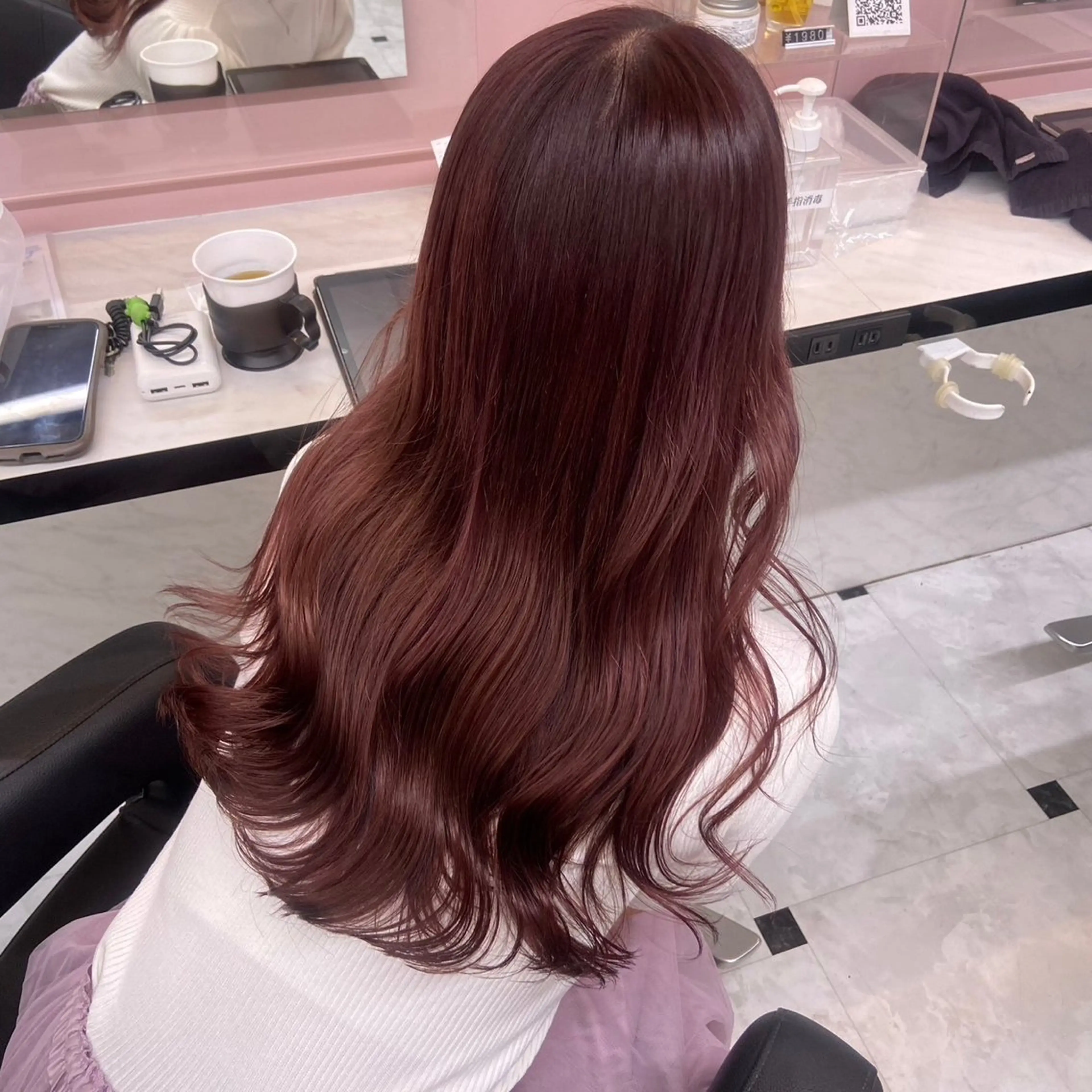 ロング カラー カシス ピンクカラー ヘアカラー 💖トレンド夏 カラー💖FUTAのヘアスタイル
