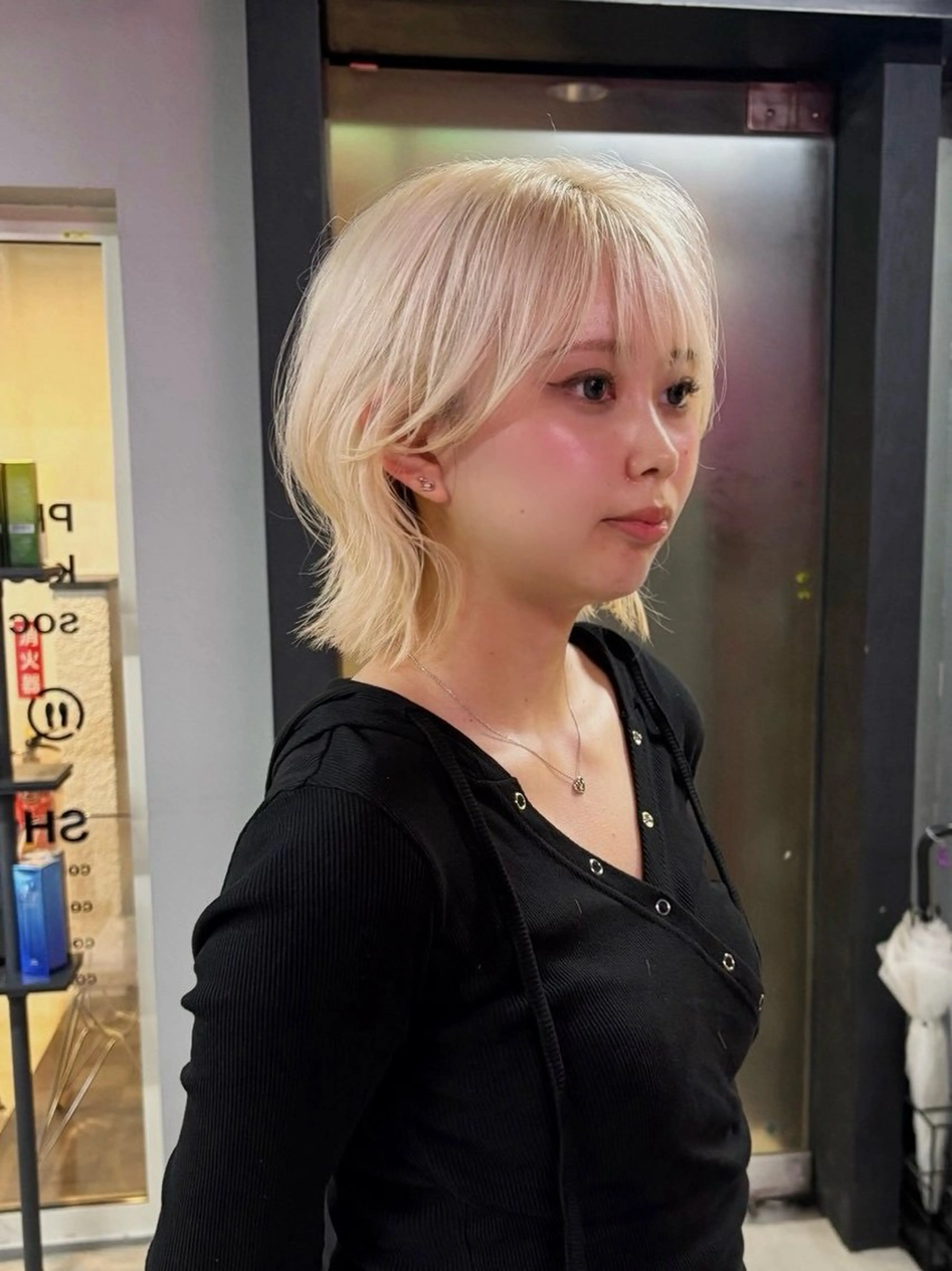 ミディアム カラー ブロンド レイヤーカット カット ヘアカラー 札幌パーマ レイヤー/後藤海音のヘアスタイル