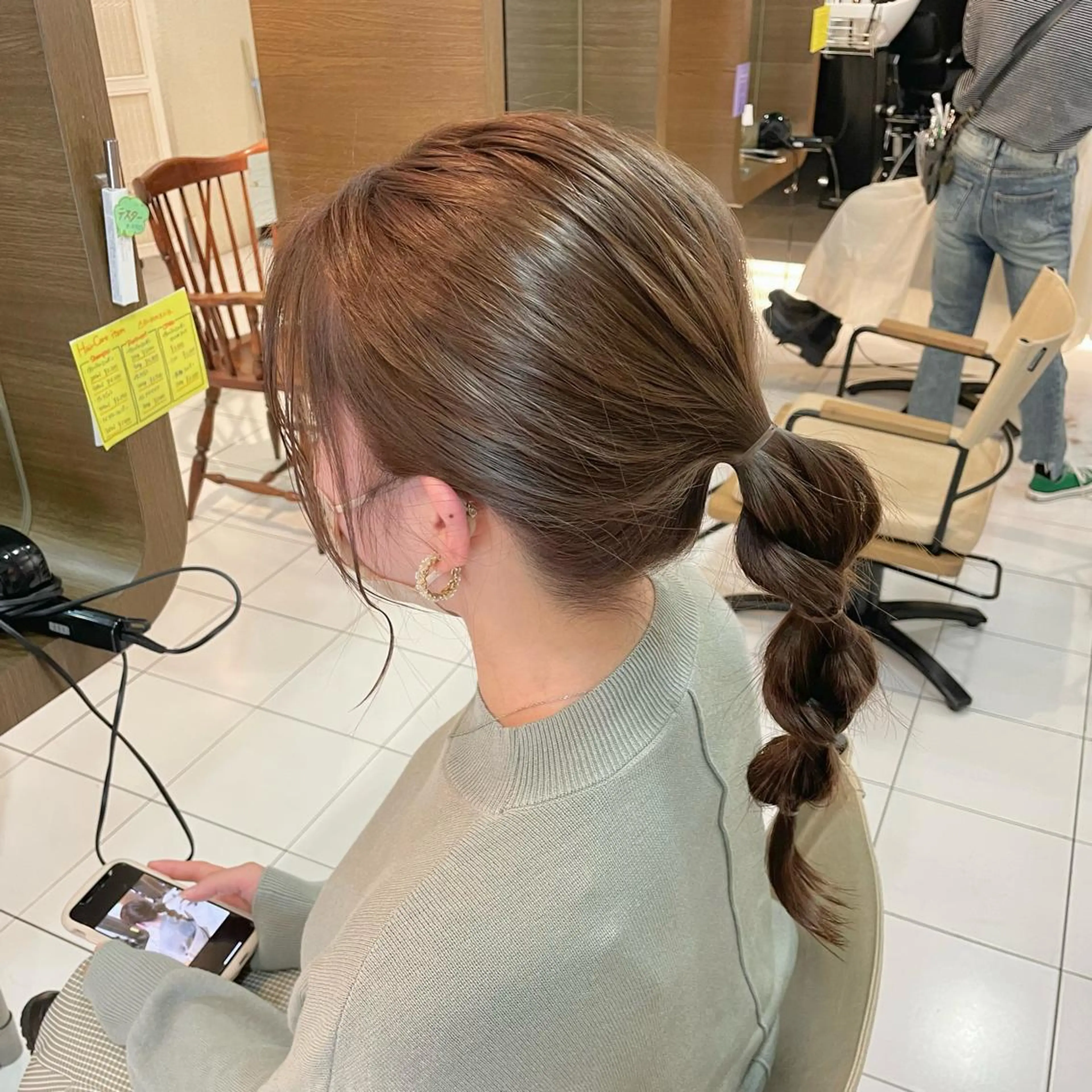 セミロング カラー ベージュカラー ブリーチ ミルクティーベージュ ブリーチなしカラー 透明感カラー/ 寺田千雅子のヘアスタイル